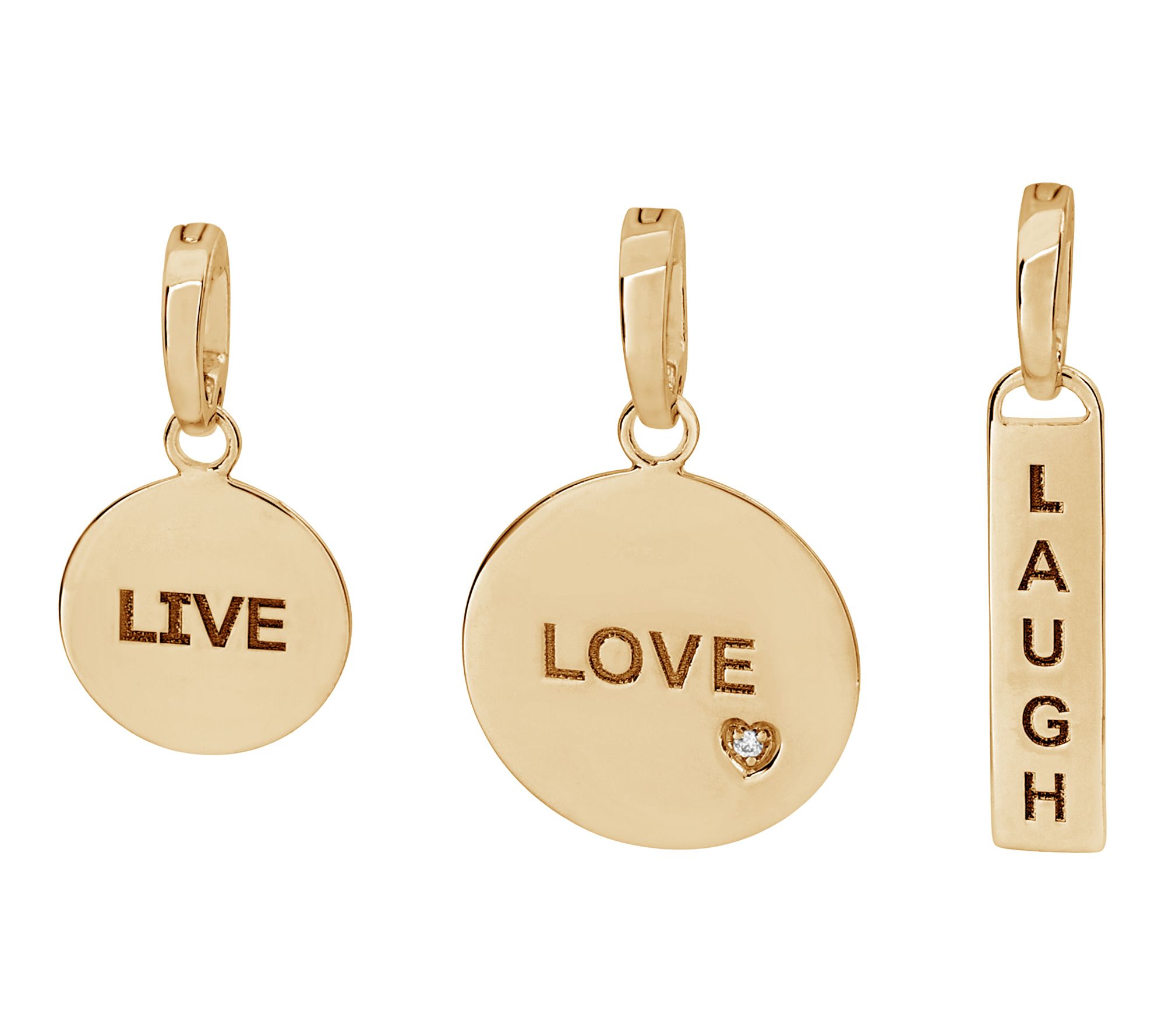 Diamonique Live, Laugh, Love Pendant Set, Sterling Silver