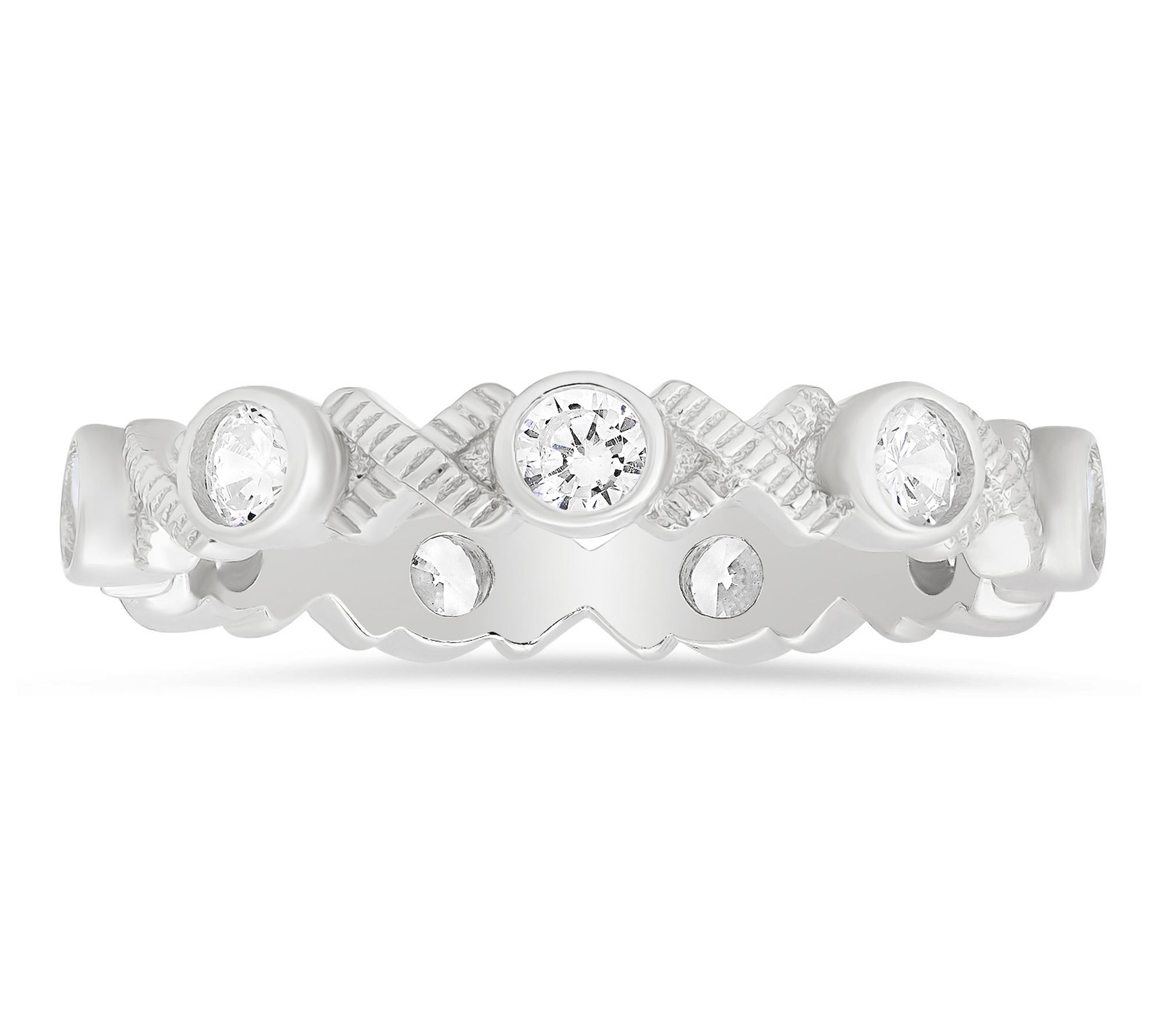 Diamonique Diamond-Cut XO Eternity Band Ring, Sterling