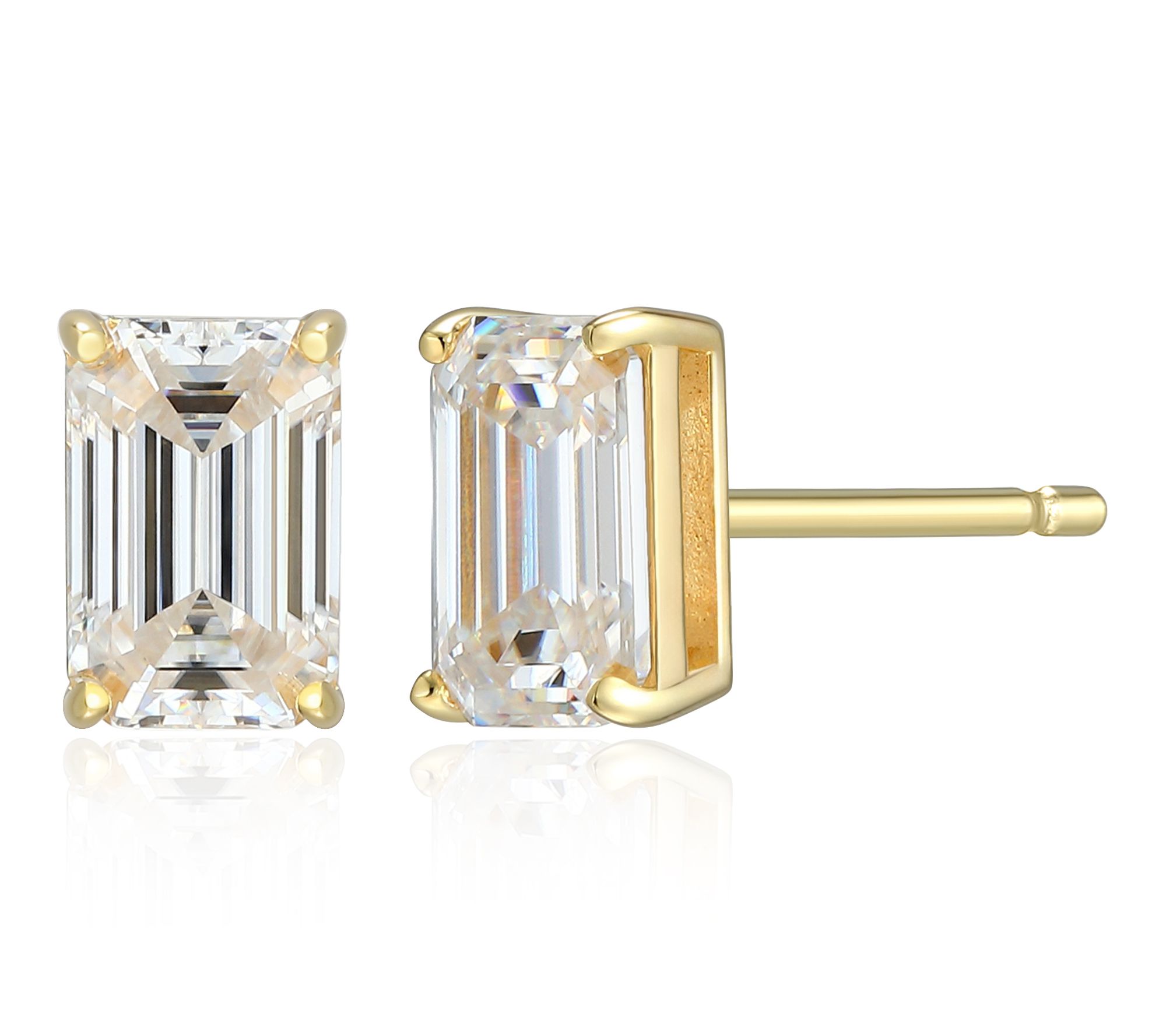 Moissanite 1.20 cttw Emerald Cut Stud Earrings, Sterling