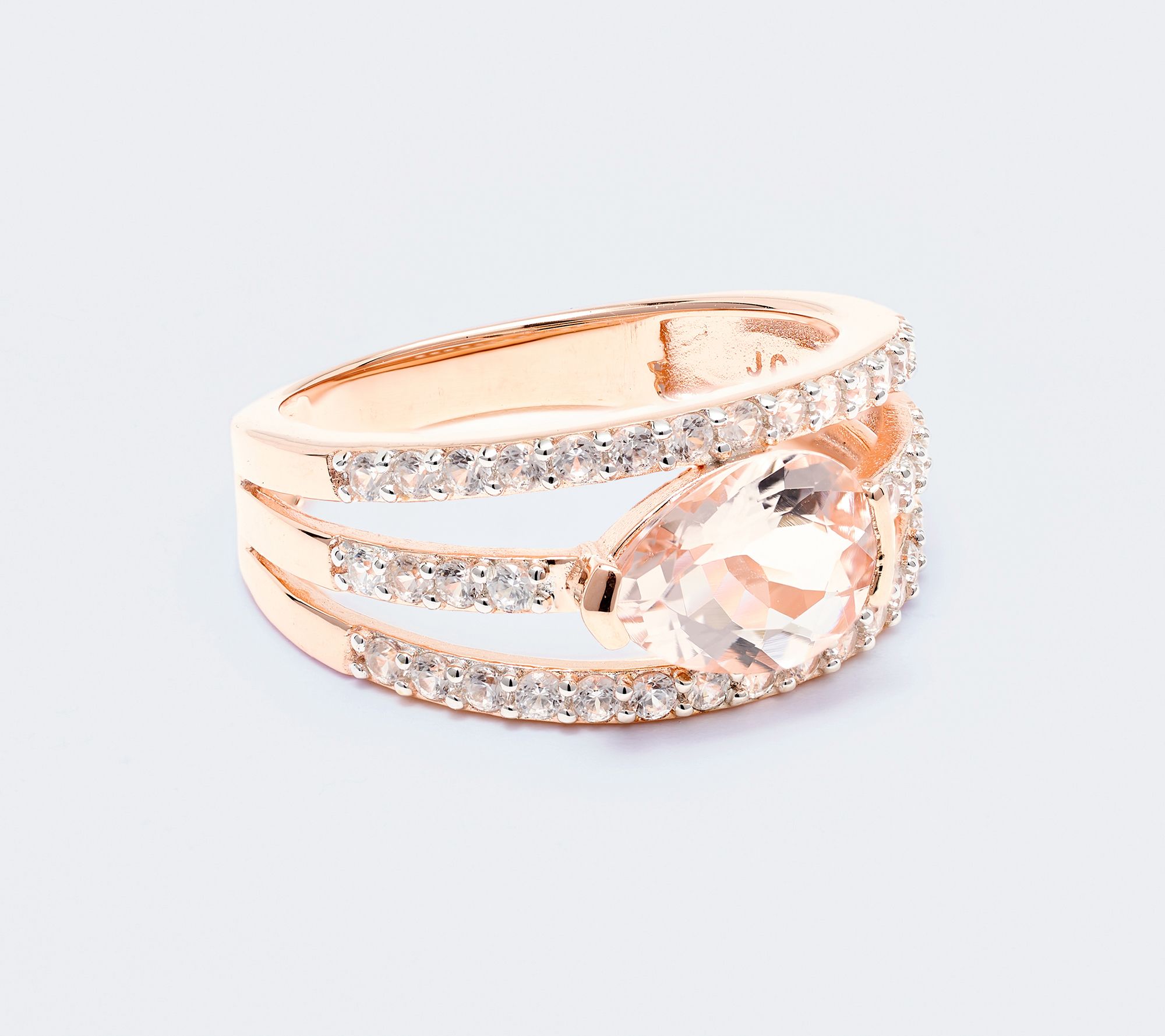 Affinity Gems Pear Shaped Morganite 3-Row Ring, Sterling