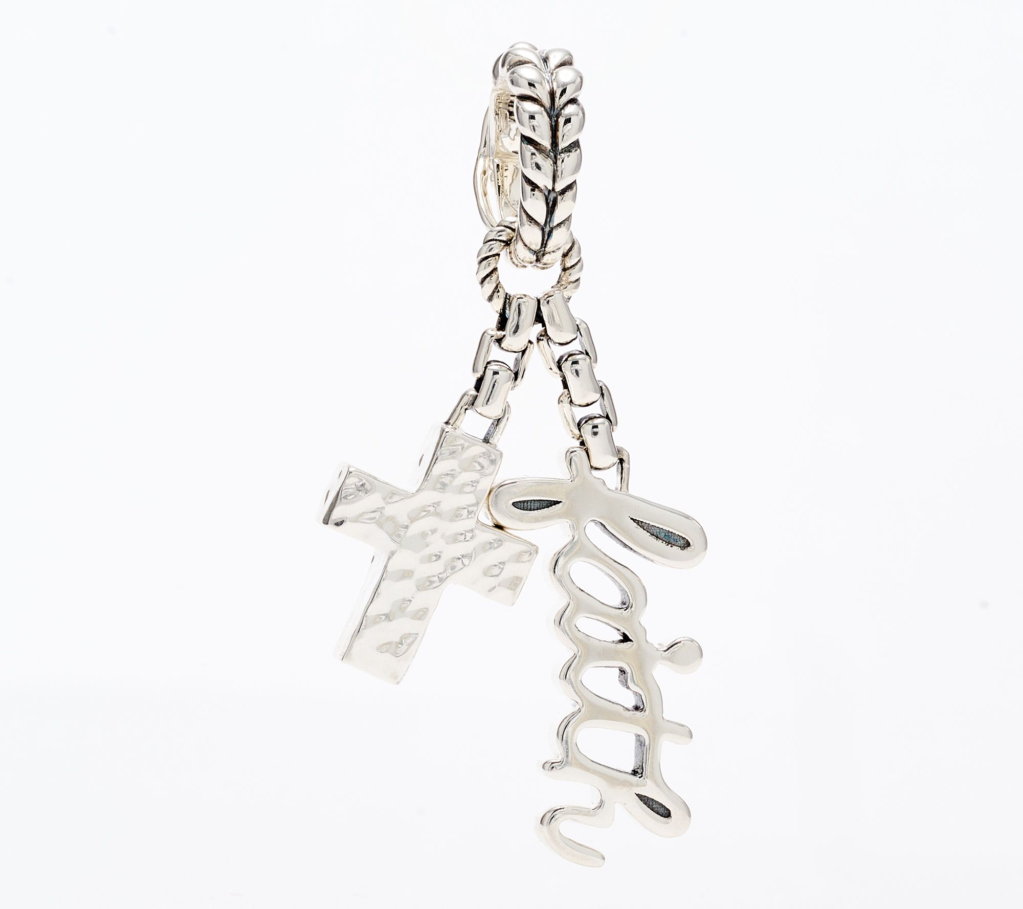 JAI Sterling Silver Symbols of Love Charm Script Enhancer, 4.4g