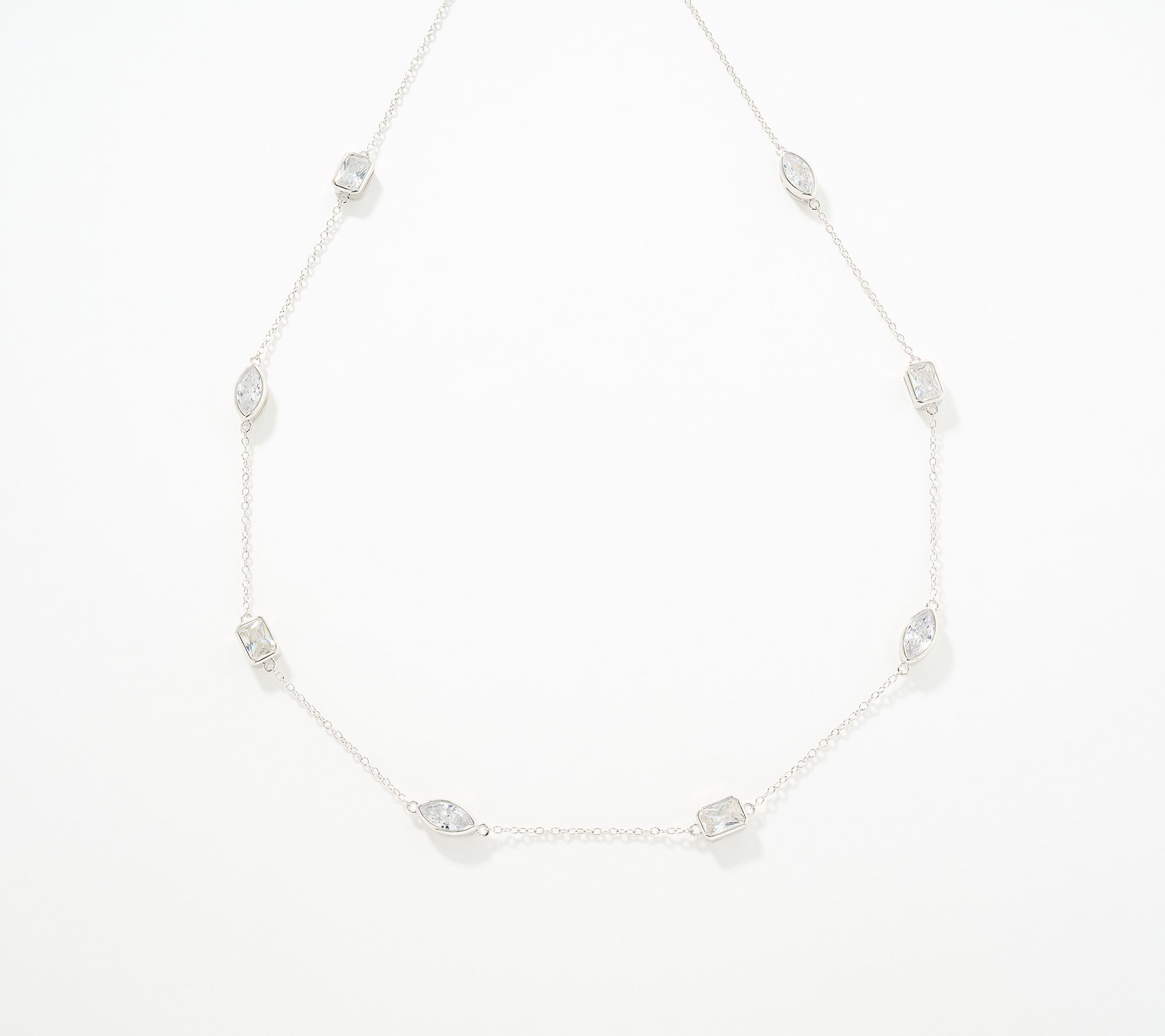 "As Is" Diamonique Classics Bezel Set Station Necklace, Sterl