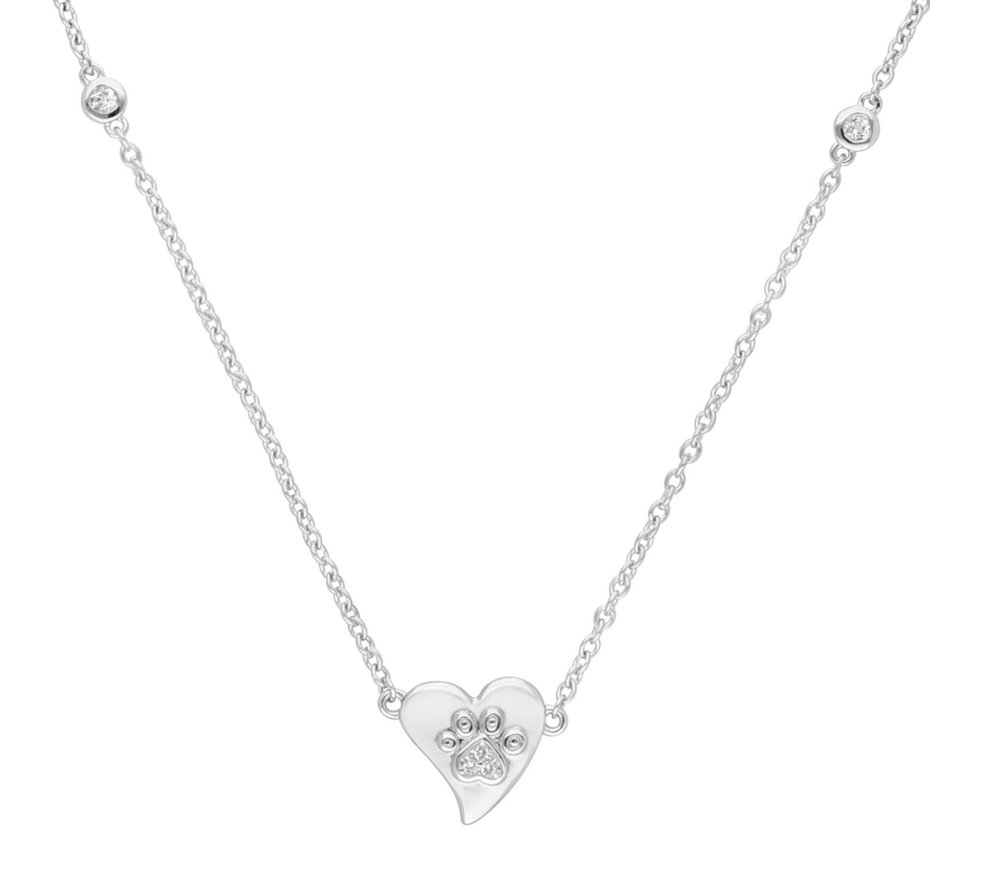 Goddaughters St erling Silver P aw Heart Statio n Necklace