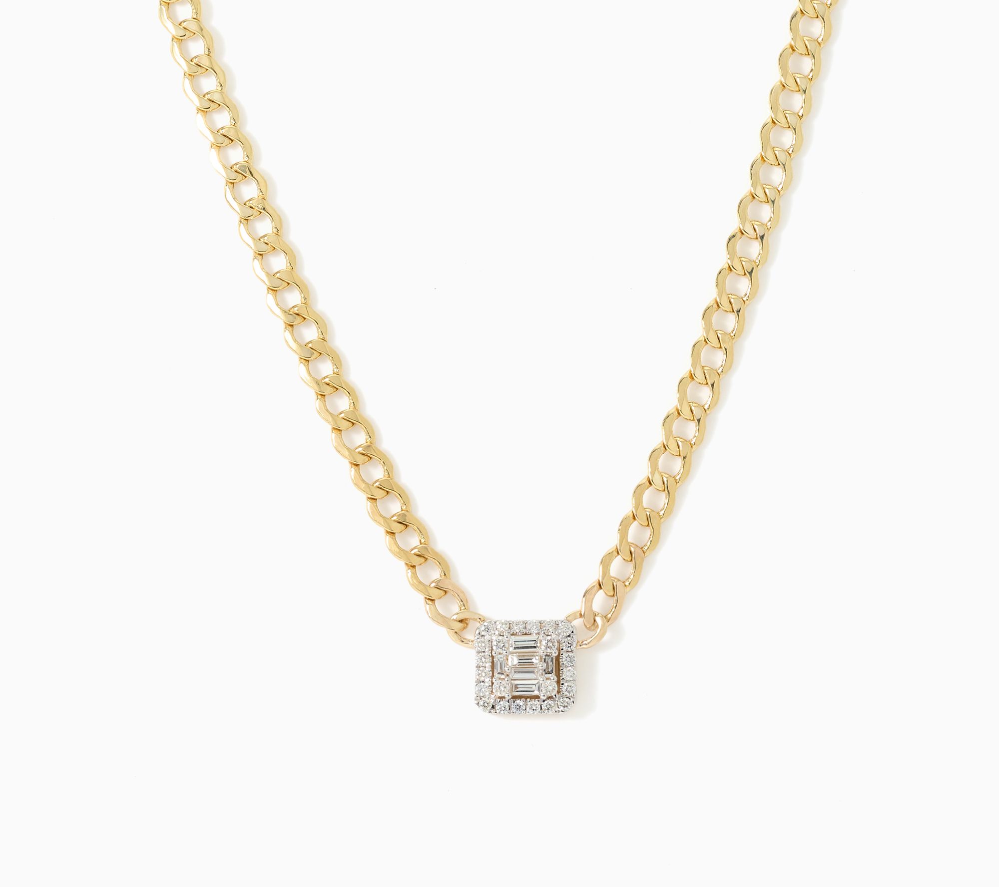 Kallati Square Curb Chain Necklace, 14K Gold