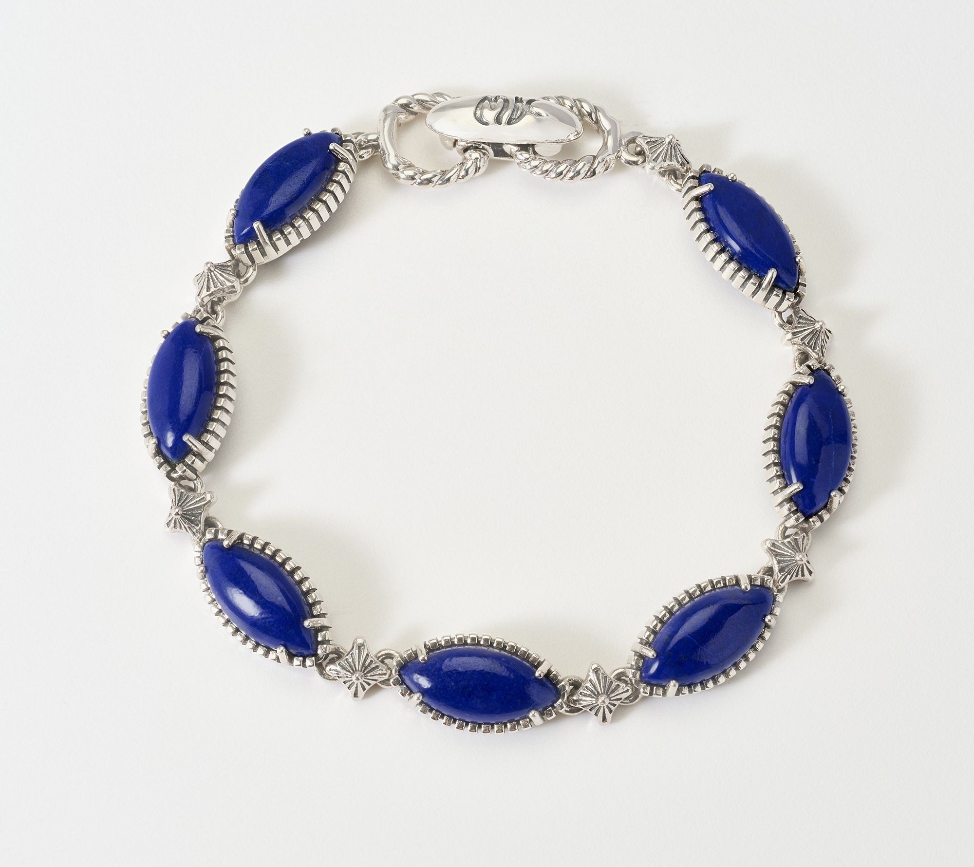 American West Sterling Silver Marquise Gemstone Link Bracelet