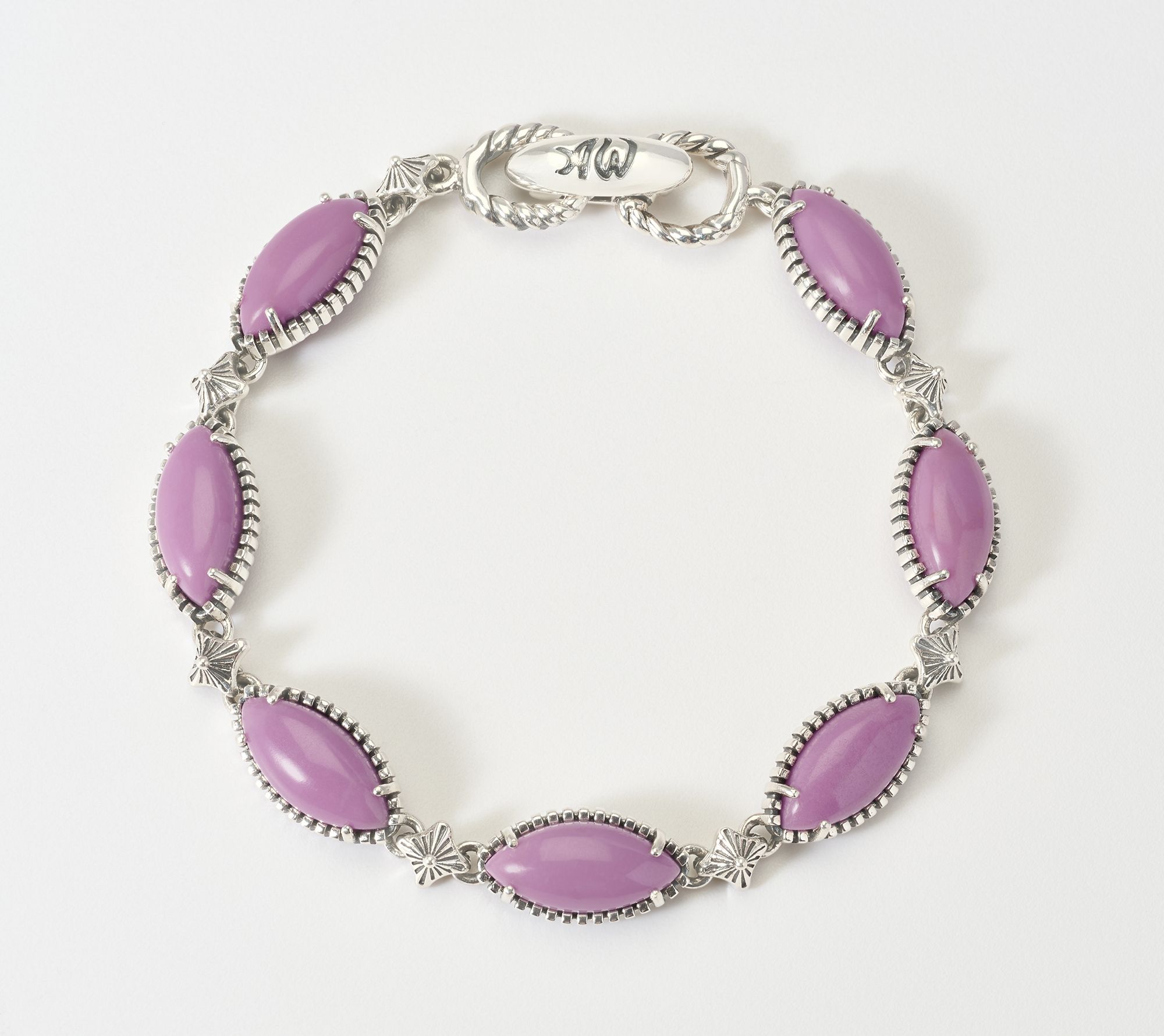 American West Sterling Silver Marquise Gemstone Link Bracelet