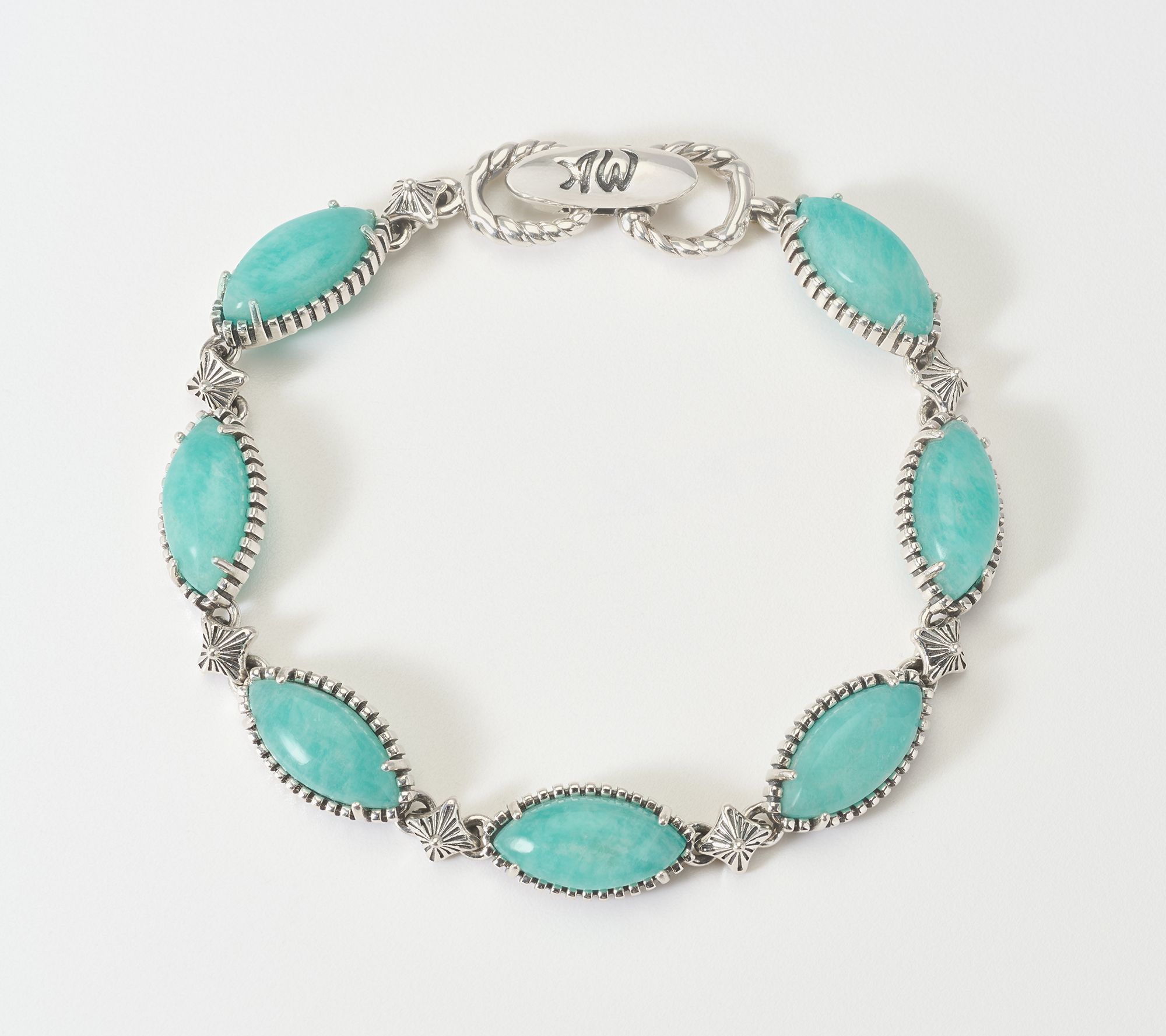 American West Sterling Silver Marquise Gemstone Link Bracelet