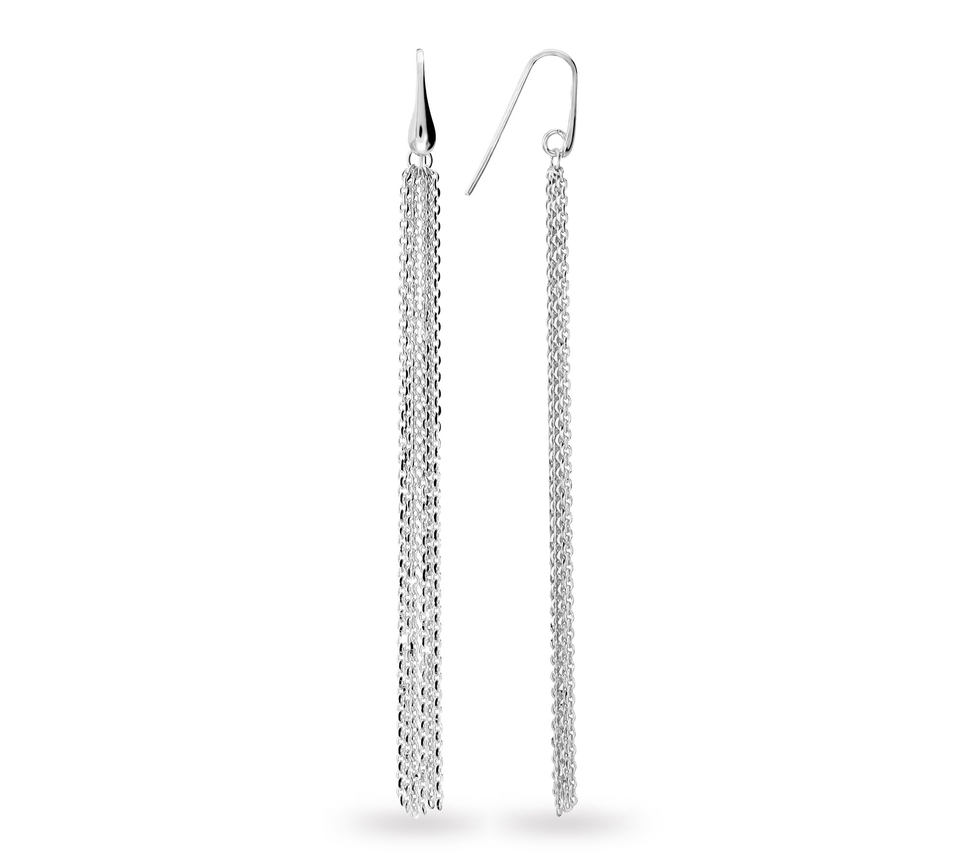 Italian Silver Diamond Cut Forzatina Chain Earrings, Sterling