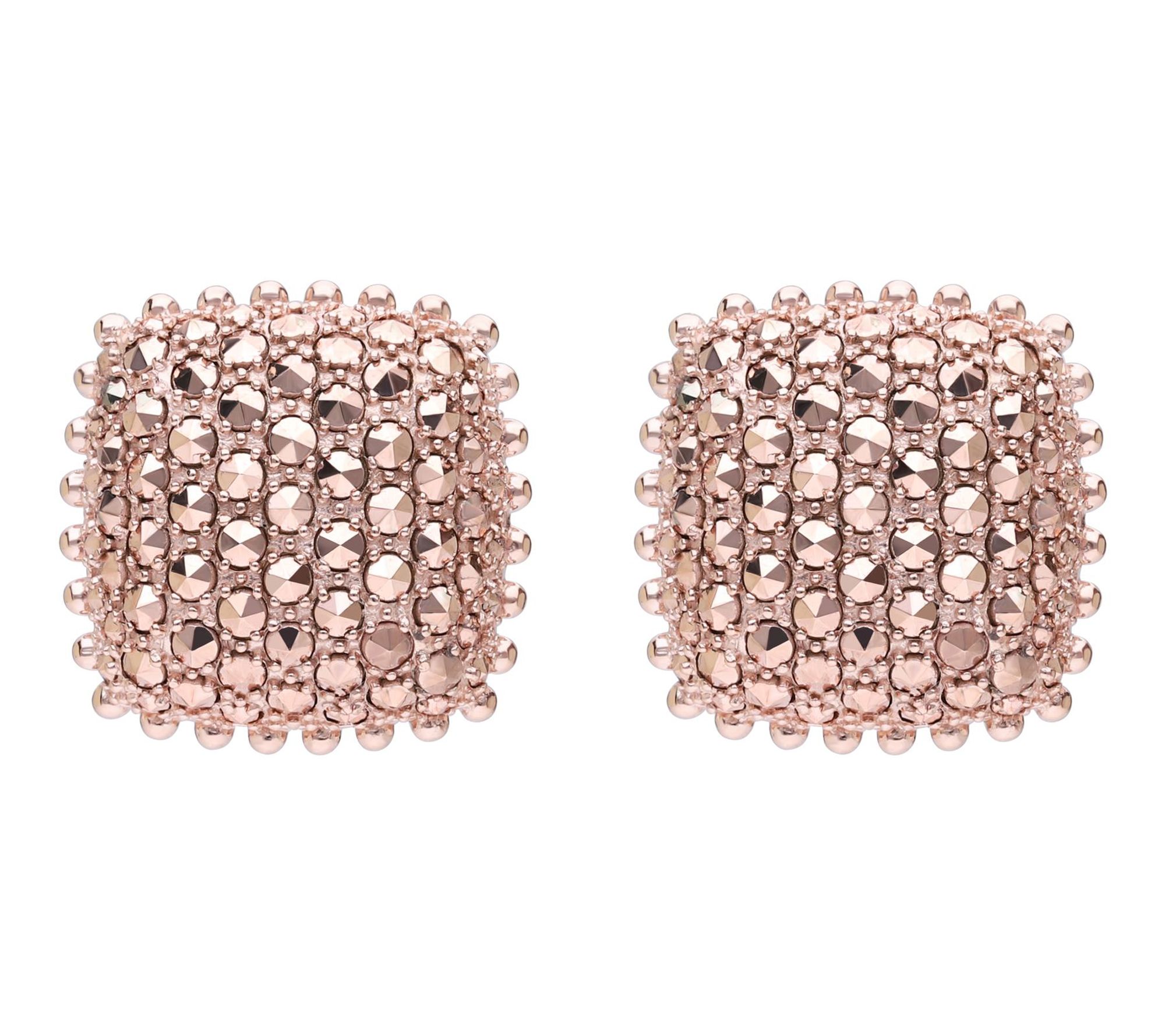 Dallas Prince 14K Clad Chrome Marcasite CushionStud Earrings