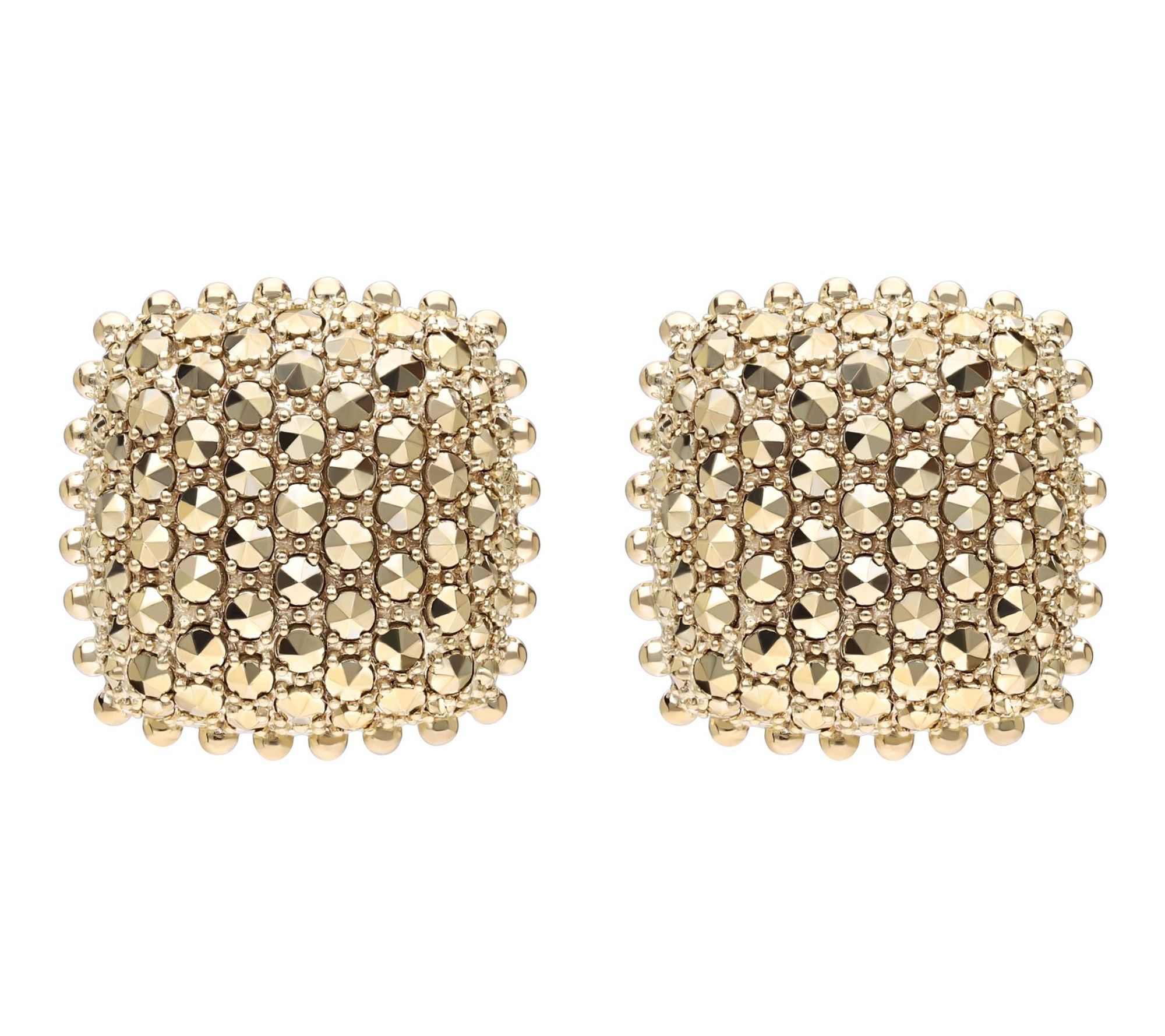 Dallas Prince 14K Clad Chrome Marcasite CushionStud Earrings