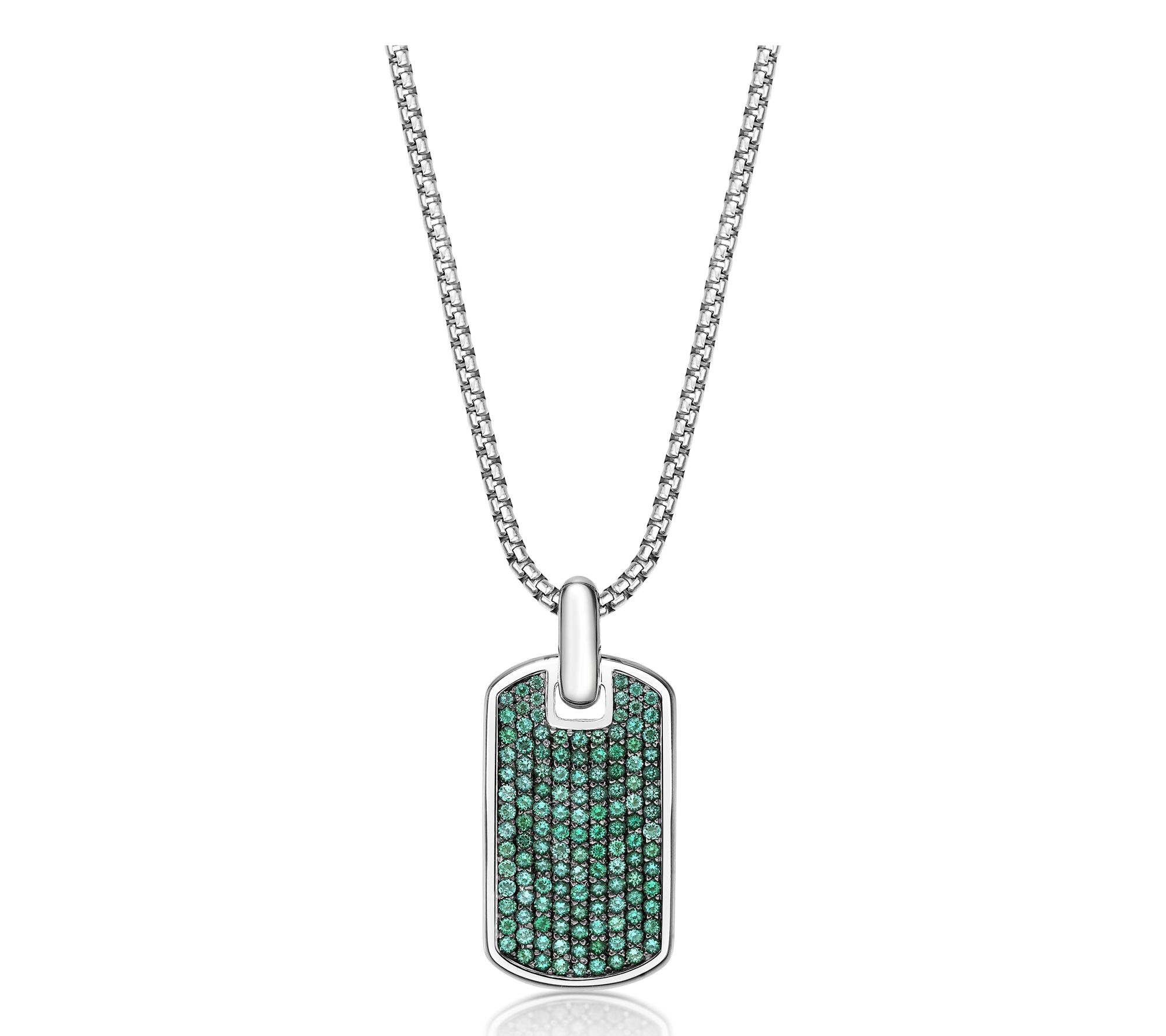 LYNX Men's Sterling Created Gem Dog Tag Pendantw/ Chain