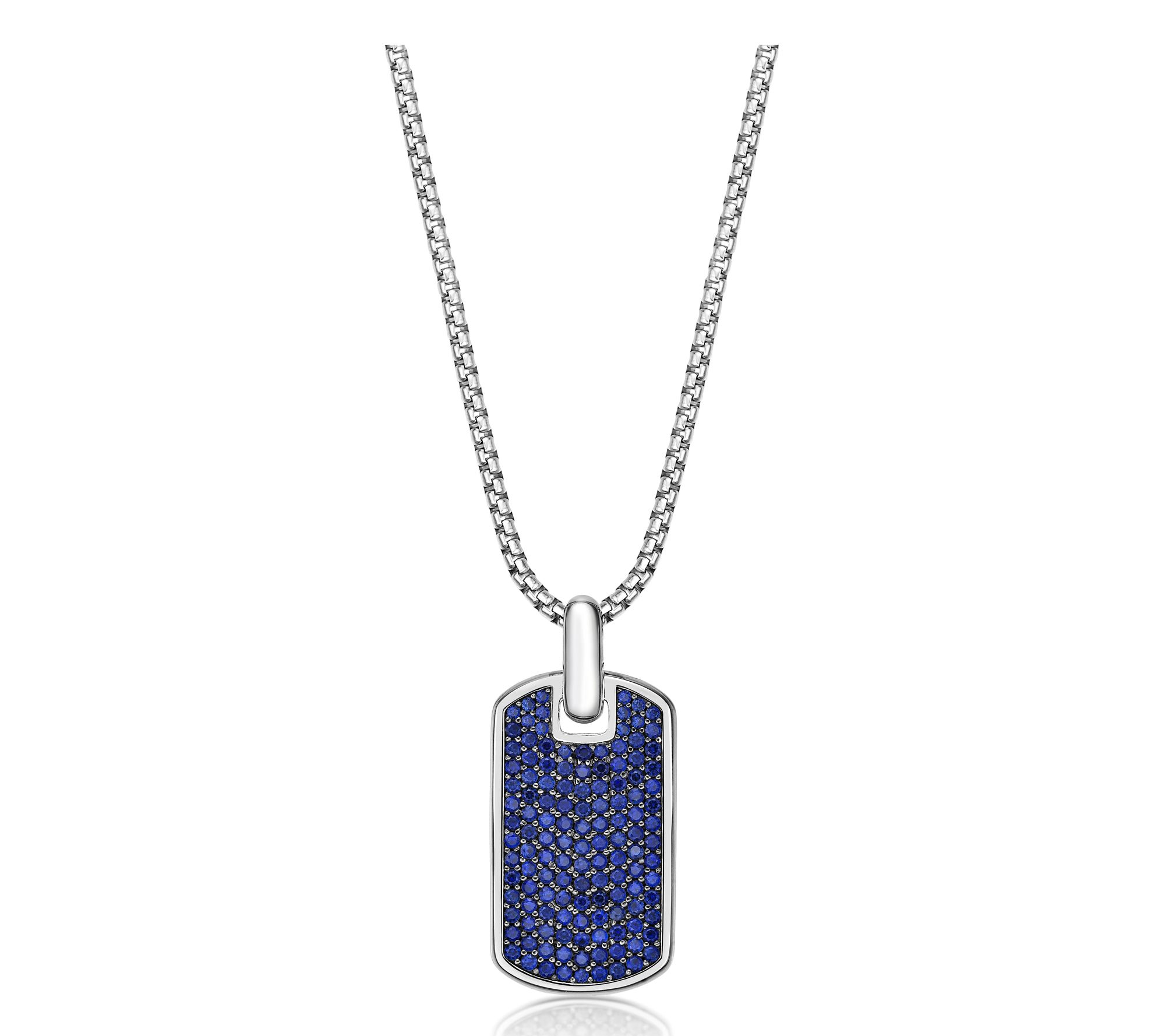 LYNX Men's Sterling Created Gem Dog Tag Pendantw/ Chain