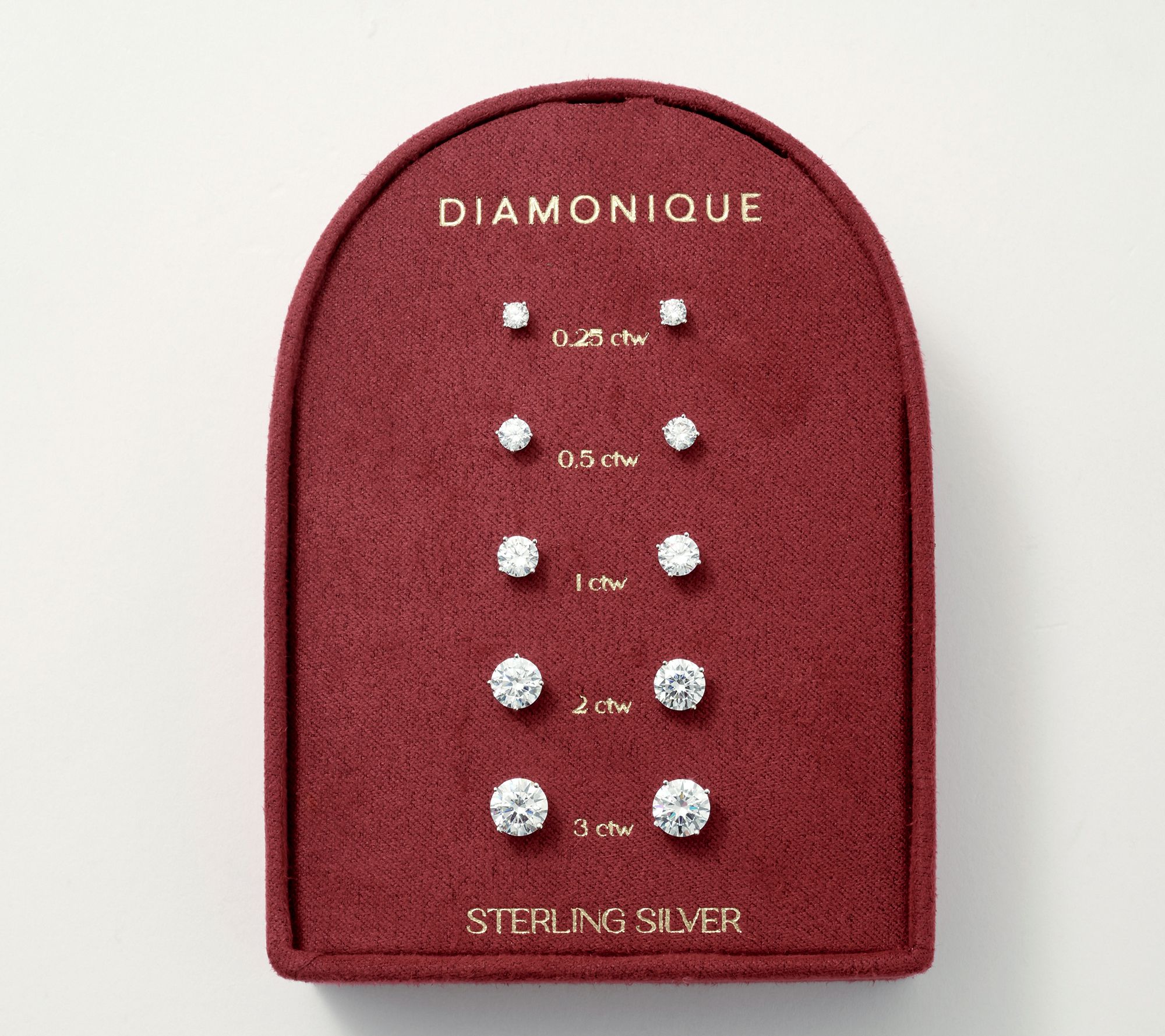 "As Is" Diamonique Classics Set of 5 Stud Earrings Sterling Silver
