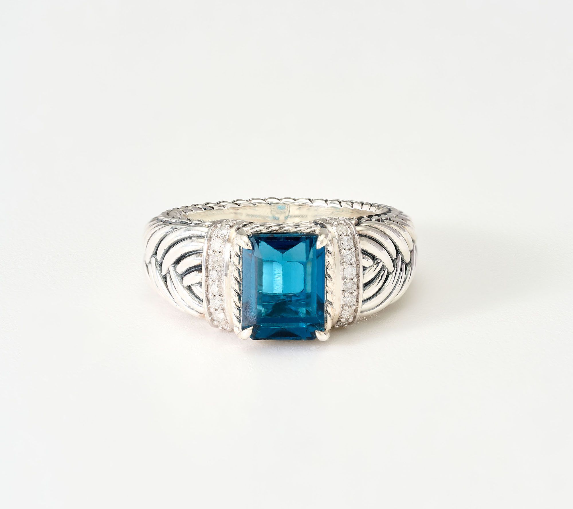 JAI Sterling Silver London Blue & Pave Diamond Legacy Ring