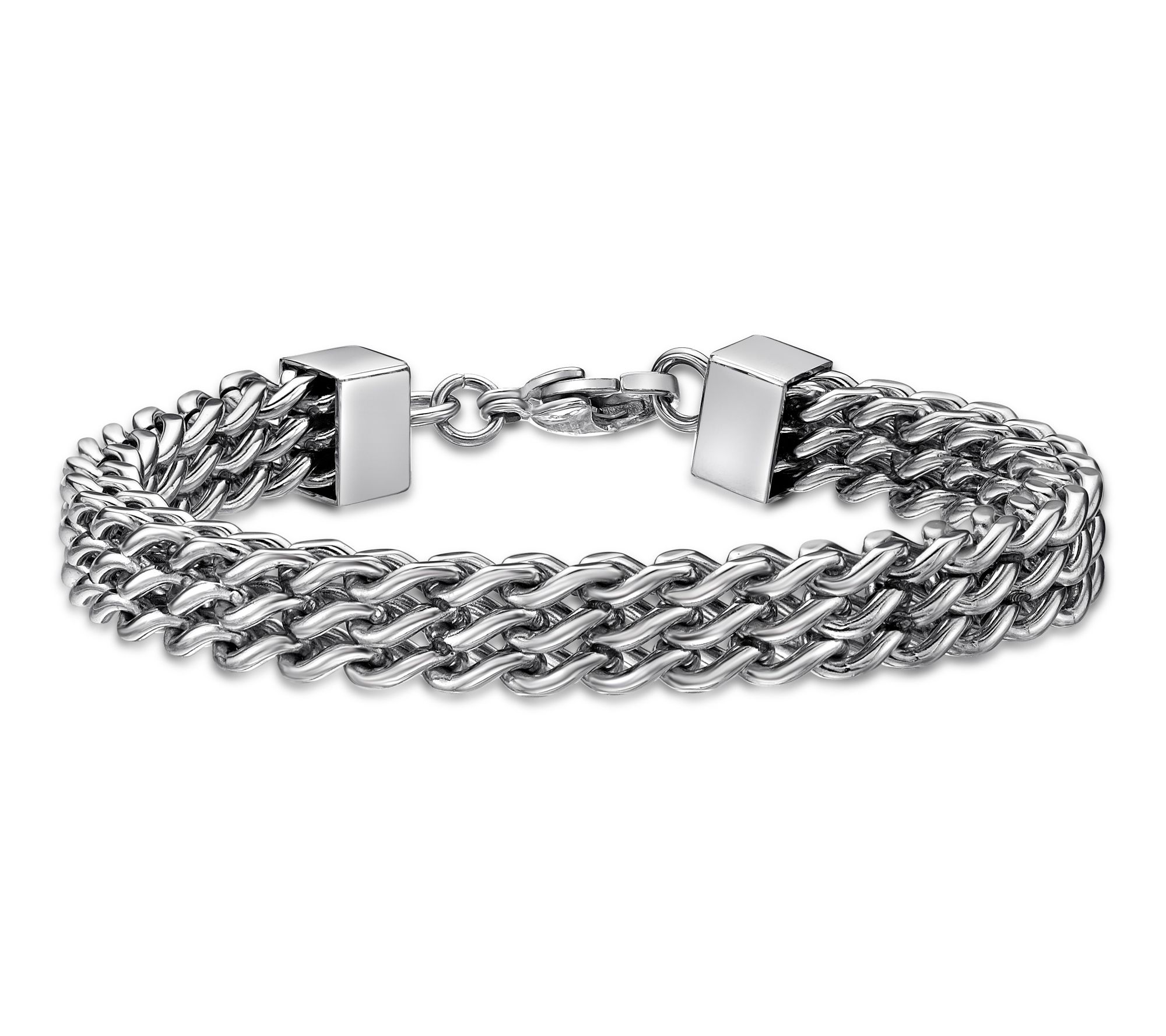 LYNX Men's Stainless Steel Double Foxtail Chain Bracelet