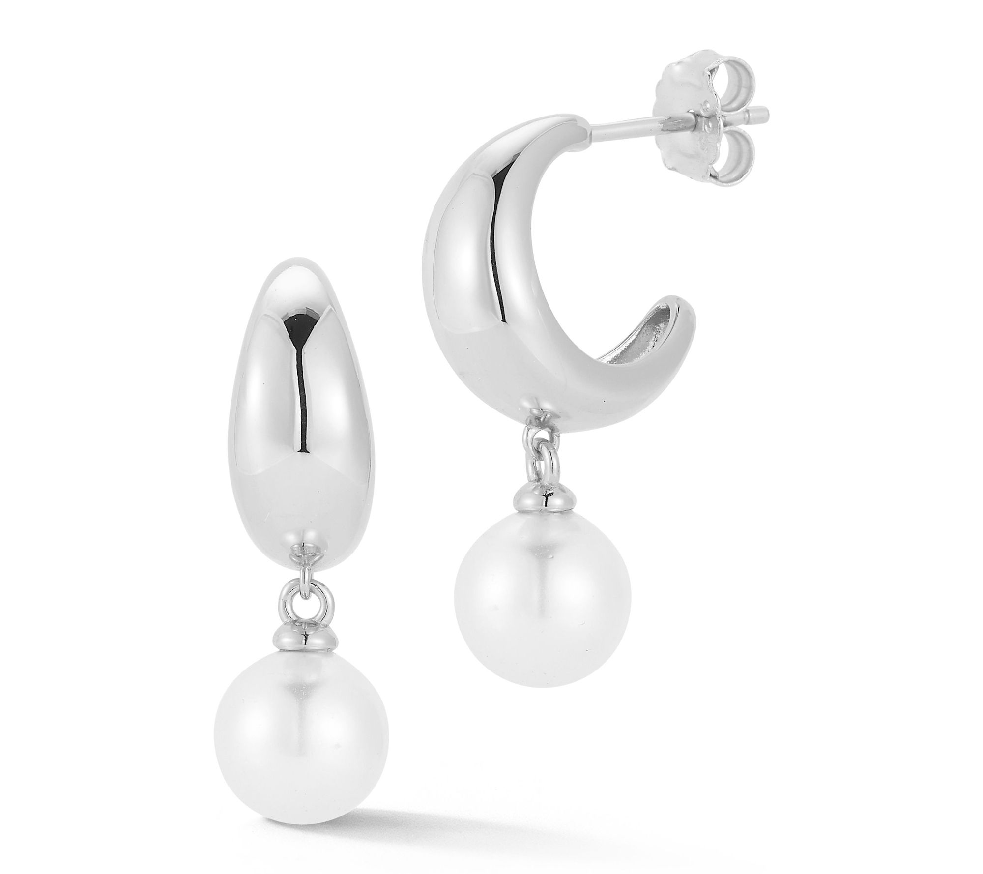 Rachel Zoe Cult ured Pearl Dang le Hoop Earring s, Sterling