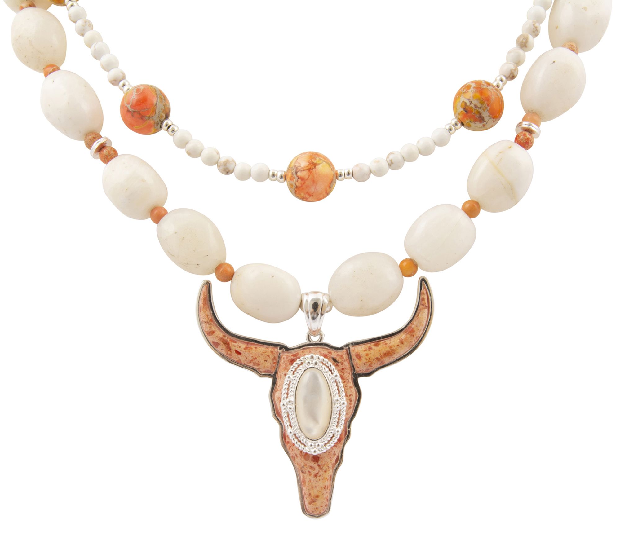 Barse Artisan Crafted Layered Longhorn Sponge Coral Necklace