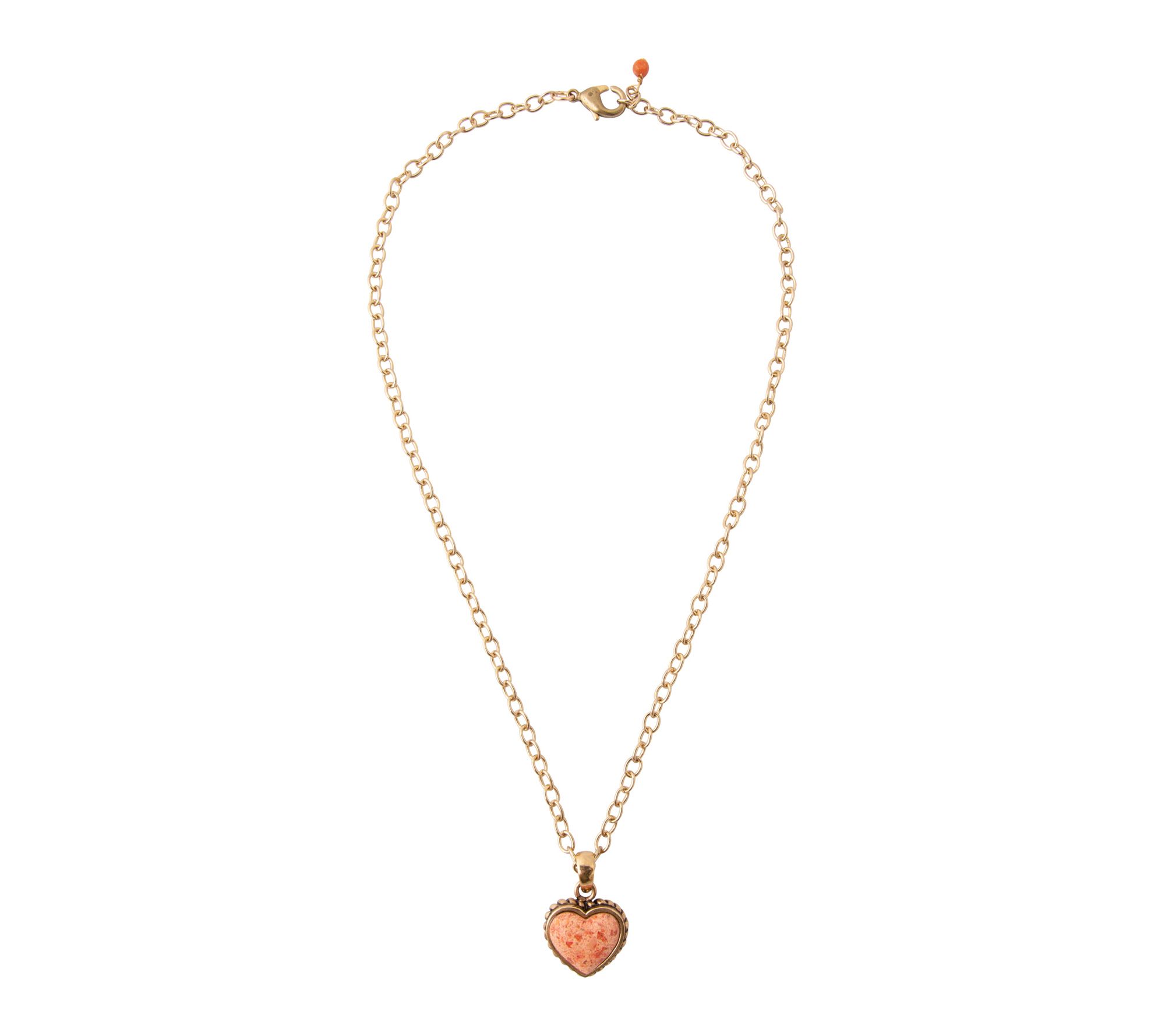 Barse Artisan Crafted Bronze Coral Heart Pendant Necklace