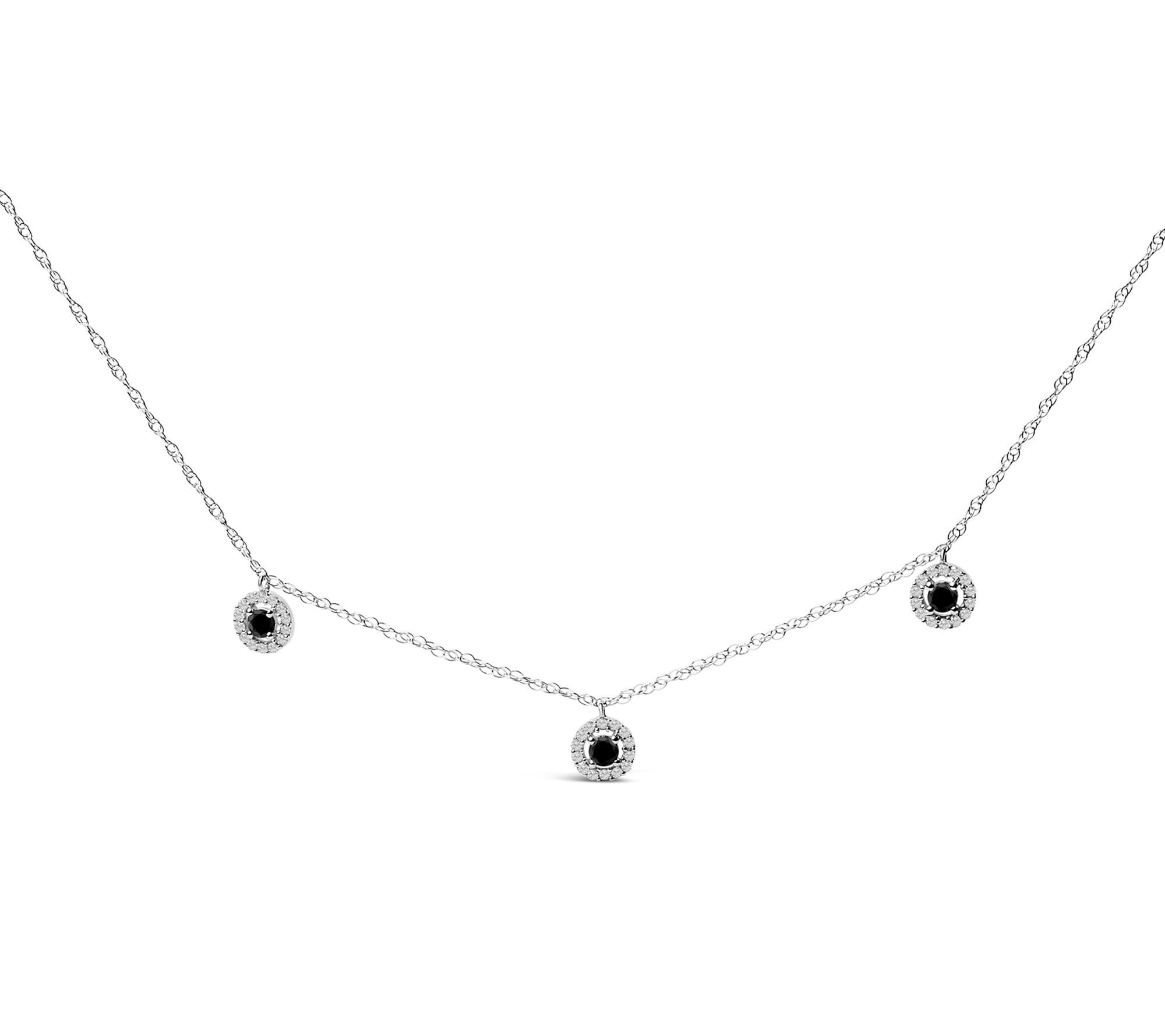 Haus of Brilliance Diamond 3 Station Halo Necklace Sterl