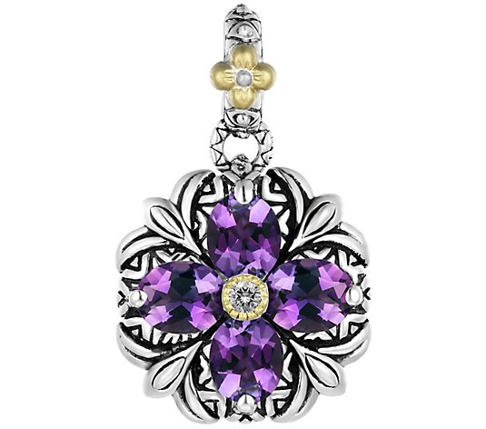 Barbara Bixby Sterling & 18K Amethyst Button Flower Charm
