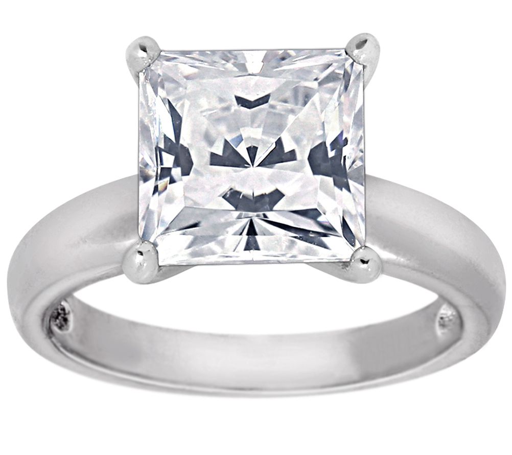 Diamonique 3.50cttw Princess-Cut Solitaire Ring, Sterling