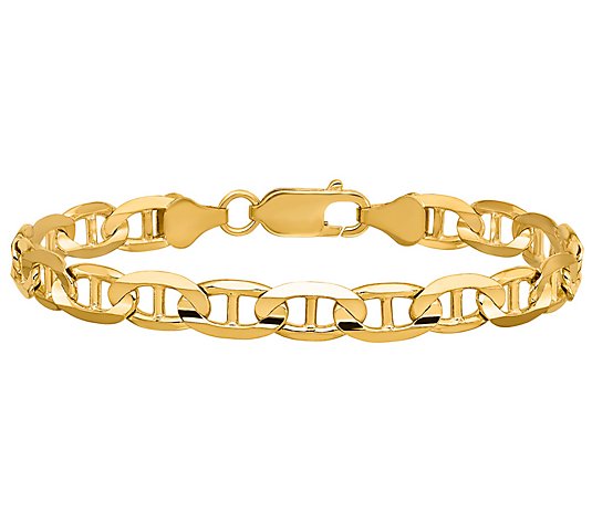 14K Concave Marine Link 8" Bracelet, 11.1g