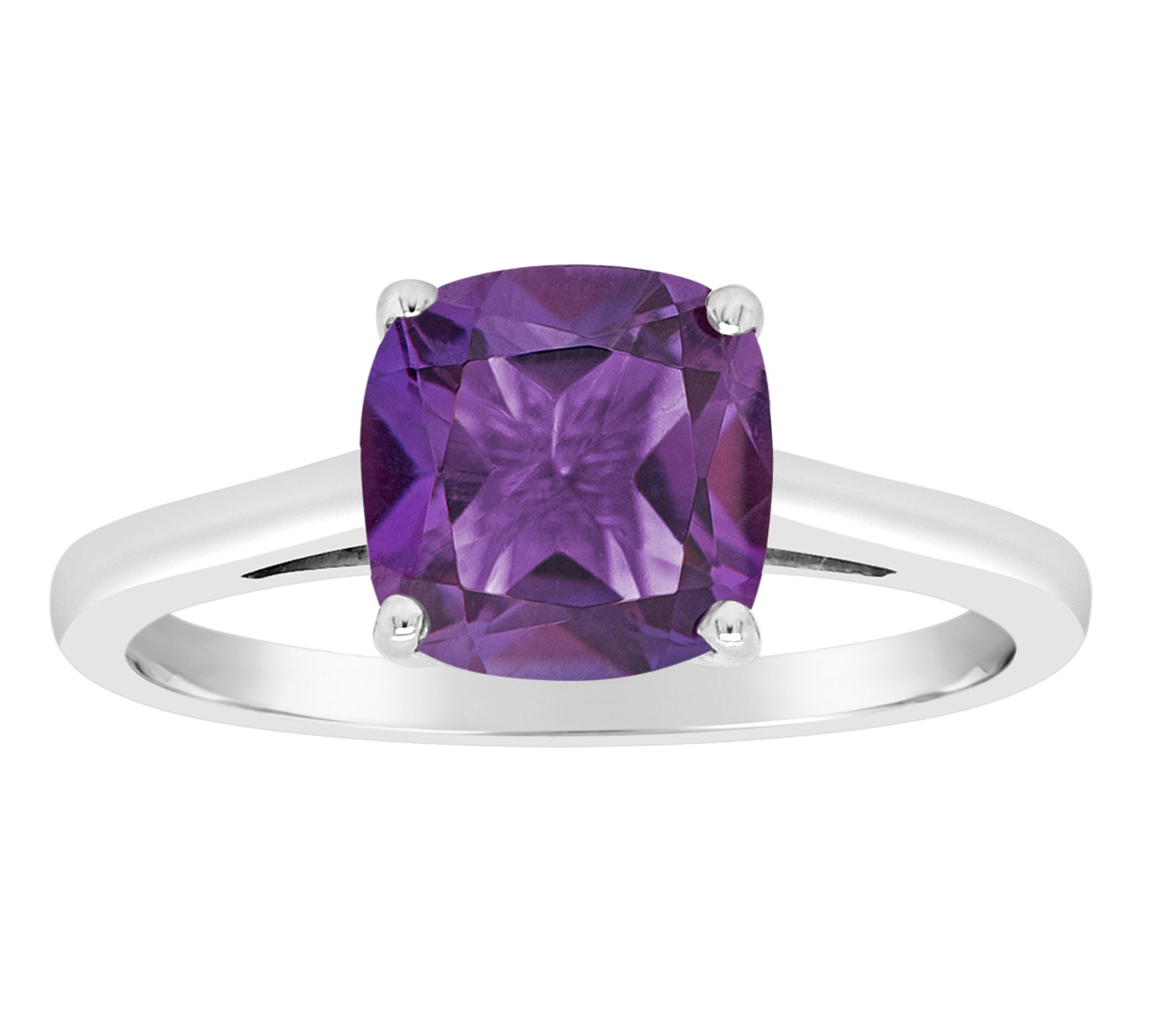 Sterling Silver Cushion-Cut Solitaire Gemstone Ring
