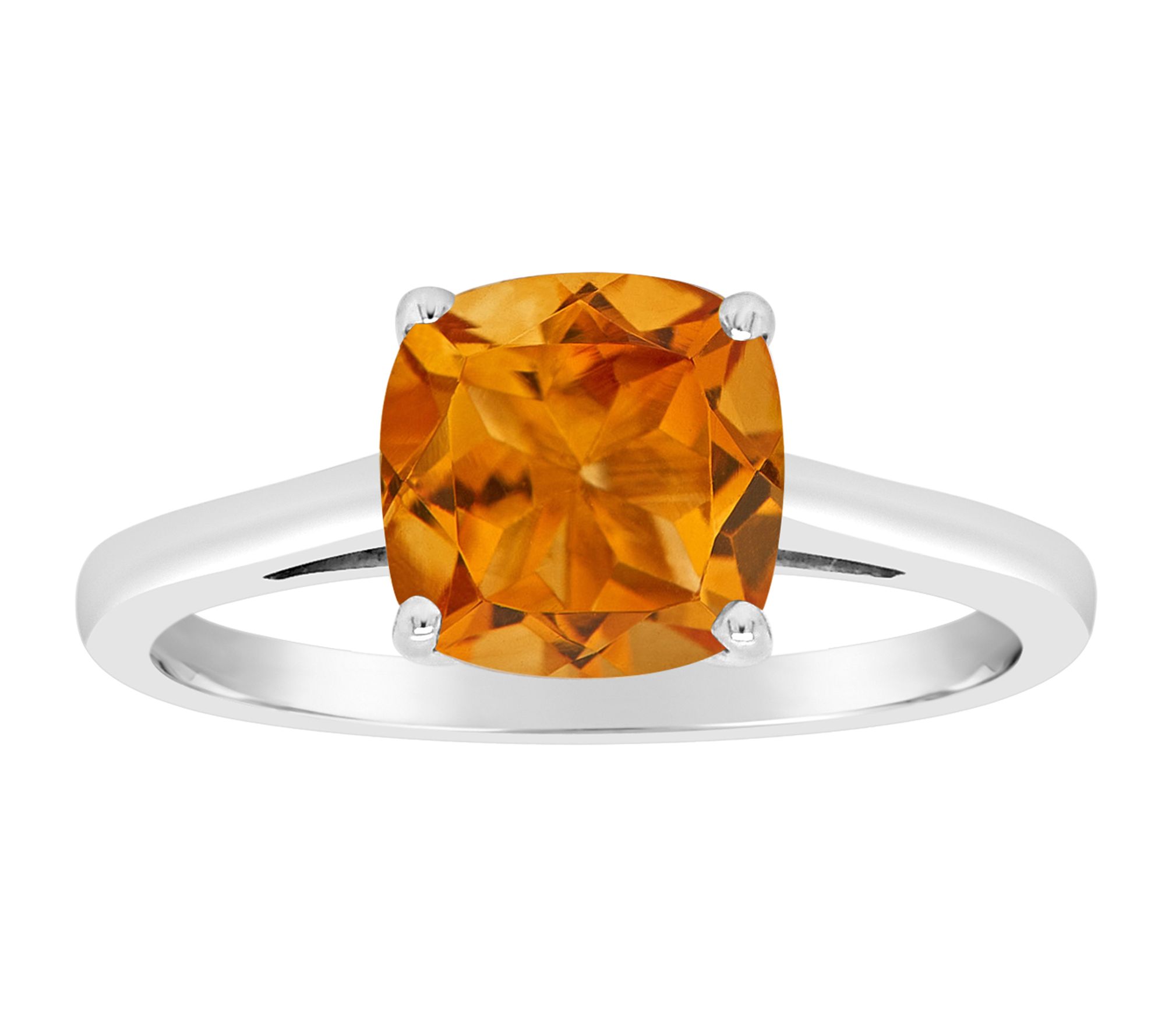 Sterling Silver Cushion-Cut Solitaire Gemstone Ring