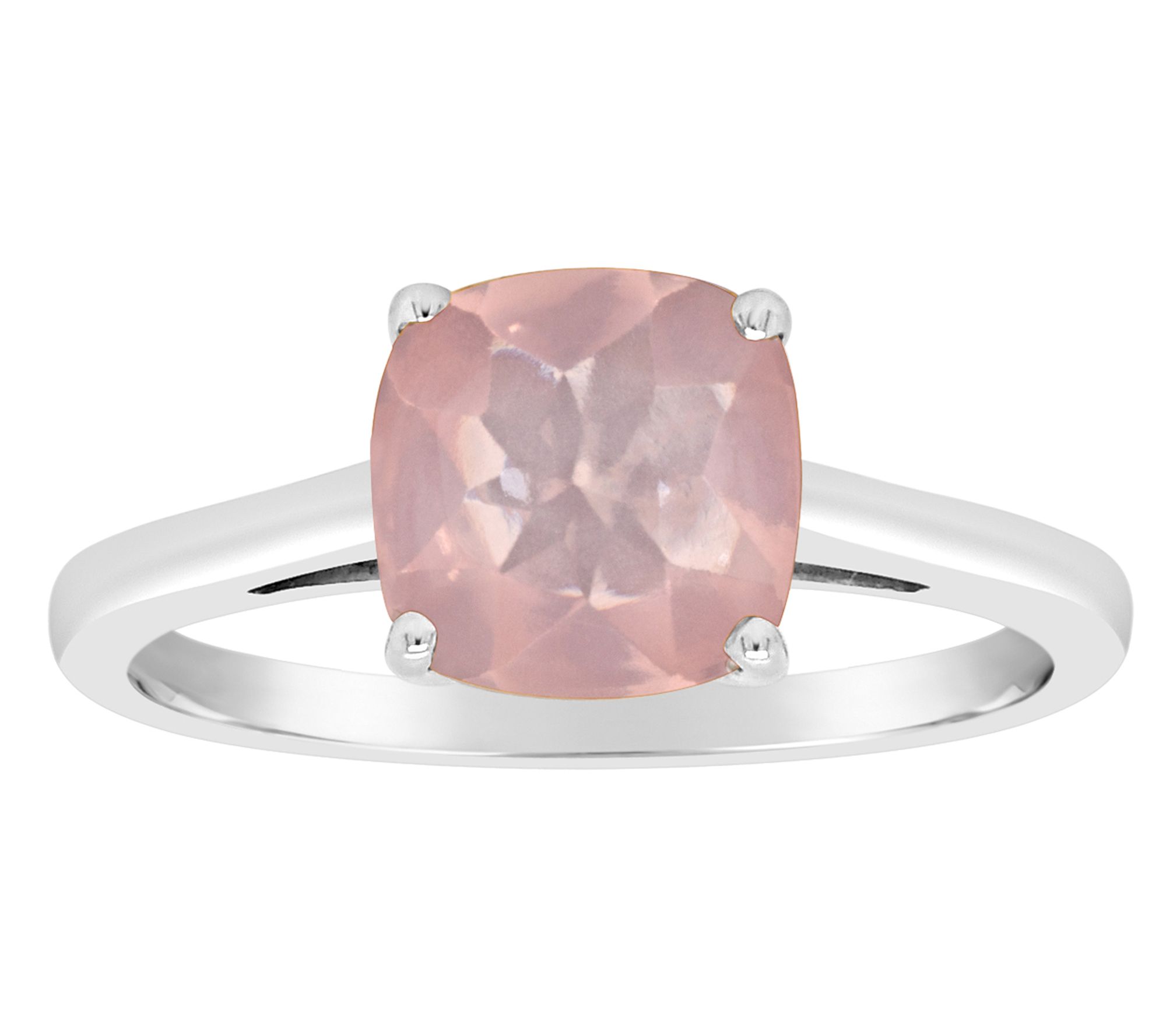 Sterling Silver Cushion-Cut Solitaire Gemstone Ring