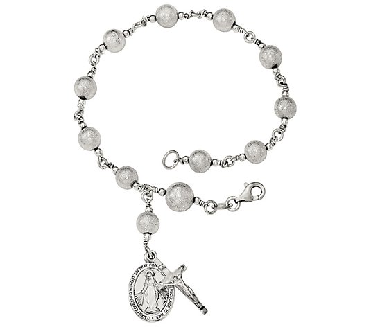 Sterling Silver 7-3/4" Rosary Bracelet, 11.5g