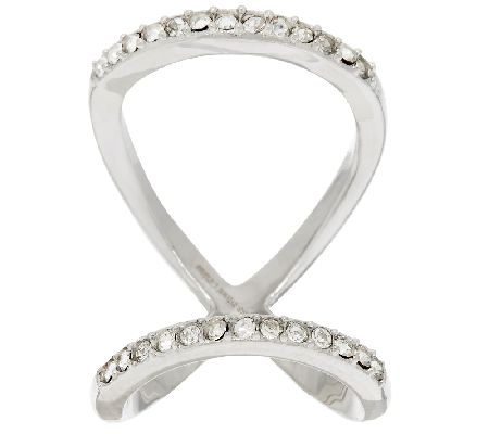 Stainless Steel Open Double Row Crystal Ring - QVC.com