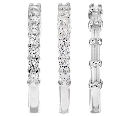 Epiphany Diamonique S/3 Round and Baguette Band Rings - QVC.com