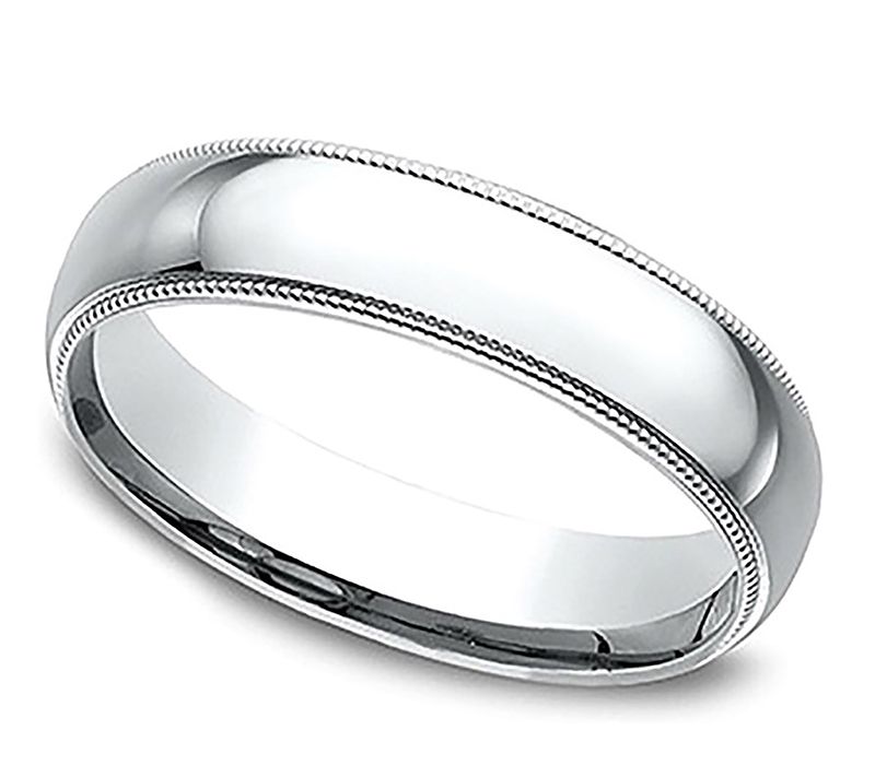 Sterling Silver Milgrain 4MM Unisex Wedding B and Ring - QVC.com