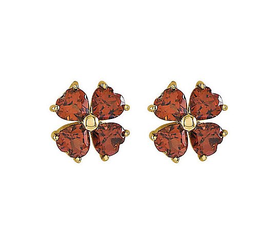 Choice of Flower Gemstone Stud Earrings, 14K Gold