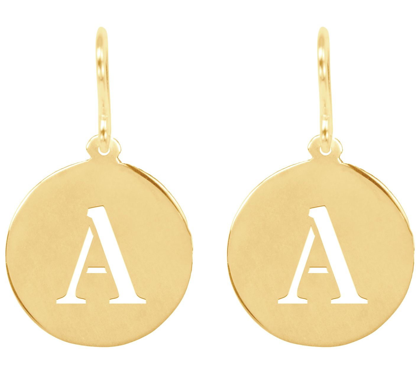 14K Gold Plated Sterling Silver Round Initial E arrings