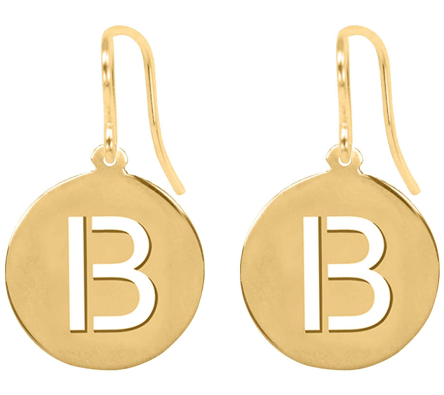 14K Gold Plated Sterling Silver Round Initial E arrings