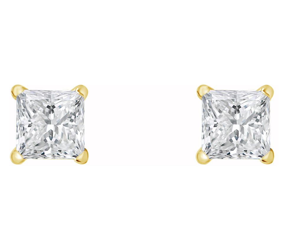 Affinity 0.30 cttw Princess Cut Diamond Stud Ea rrings, 14K