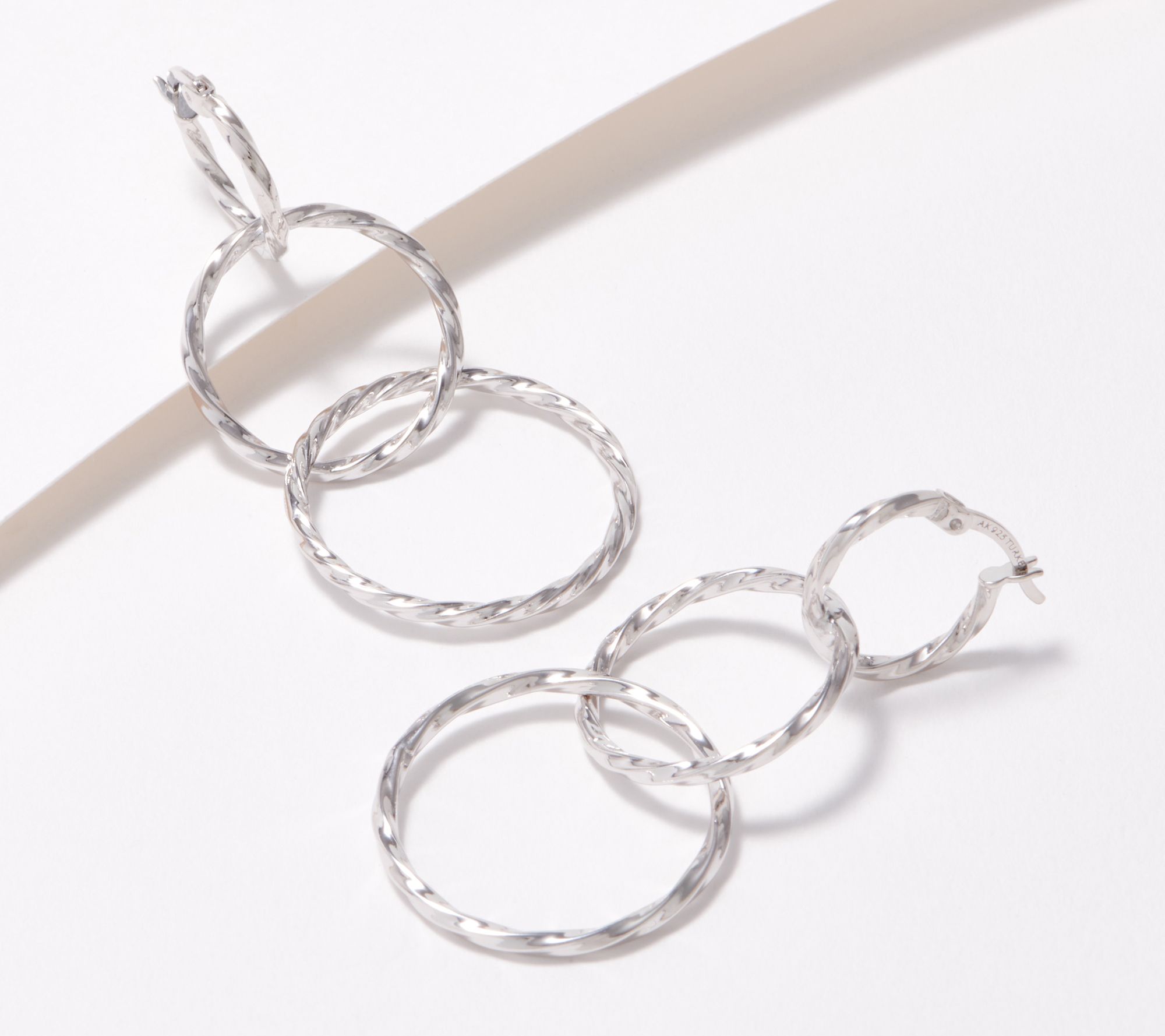 Sterling Silver Triple Twisted Hoop Earrings by Silver Style 5.10g ...