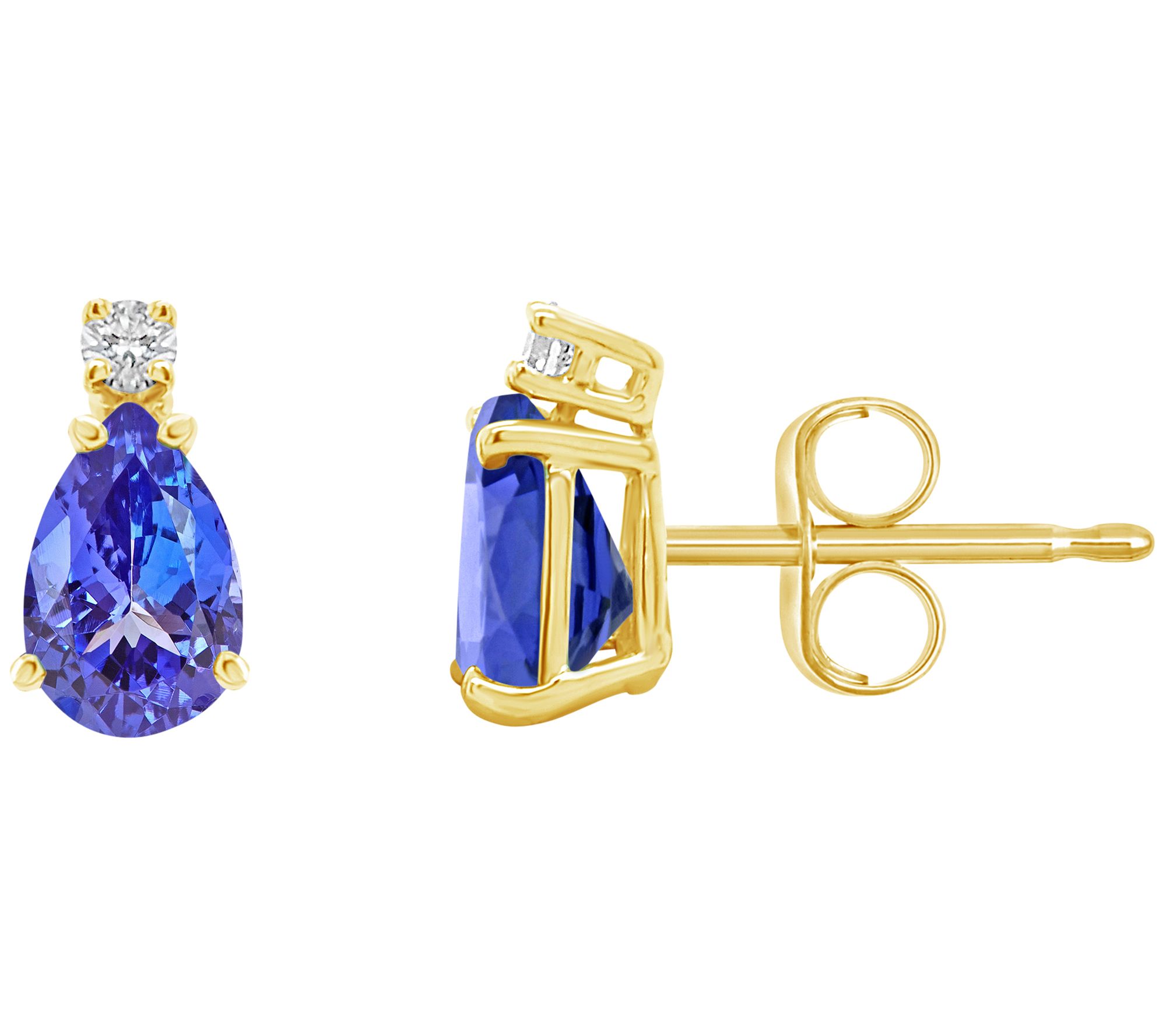 14K  Pear Cut 0.80 cttw Tanzanite & Diamond Acc ent Earrings