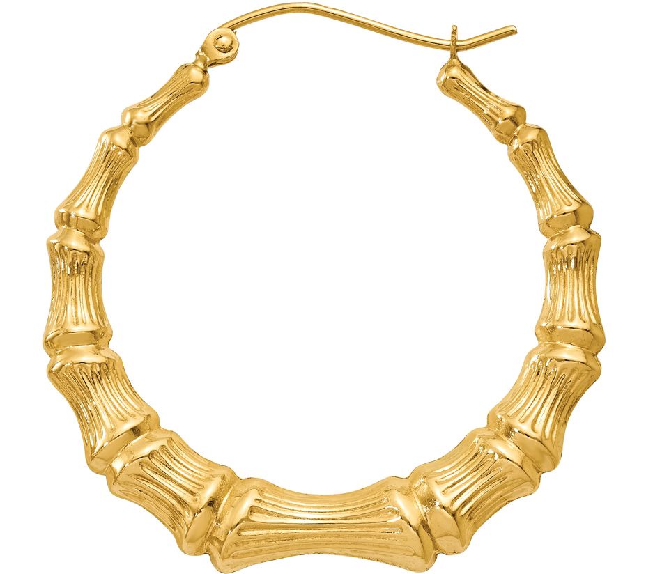14K Bamboo Hoop Earrings