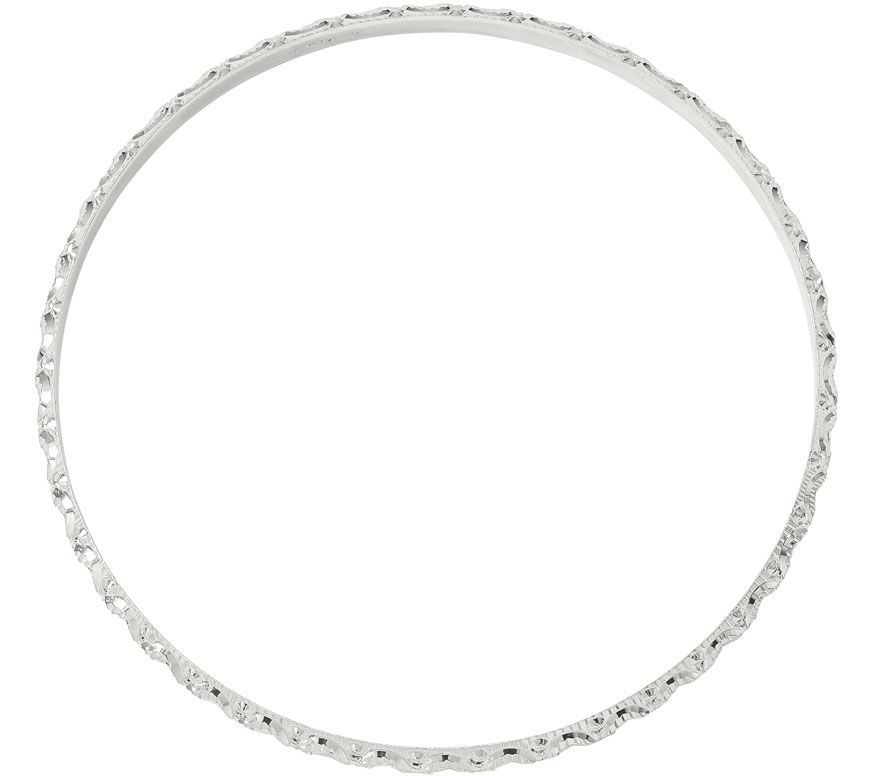 Sterling Diamond-Cut Patterned Slip-On Bangle by Silver Style - QVC.com