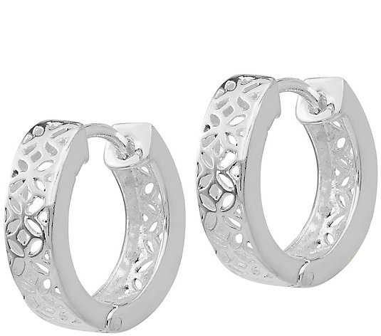Sterling Cutout-Design Hinged Hoop Earrings bySilver Style