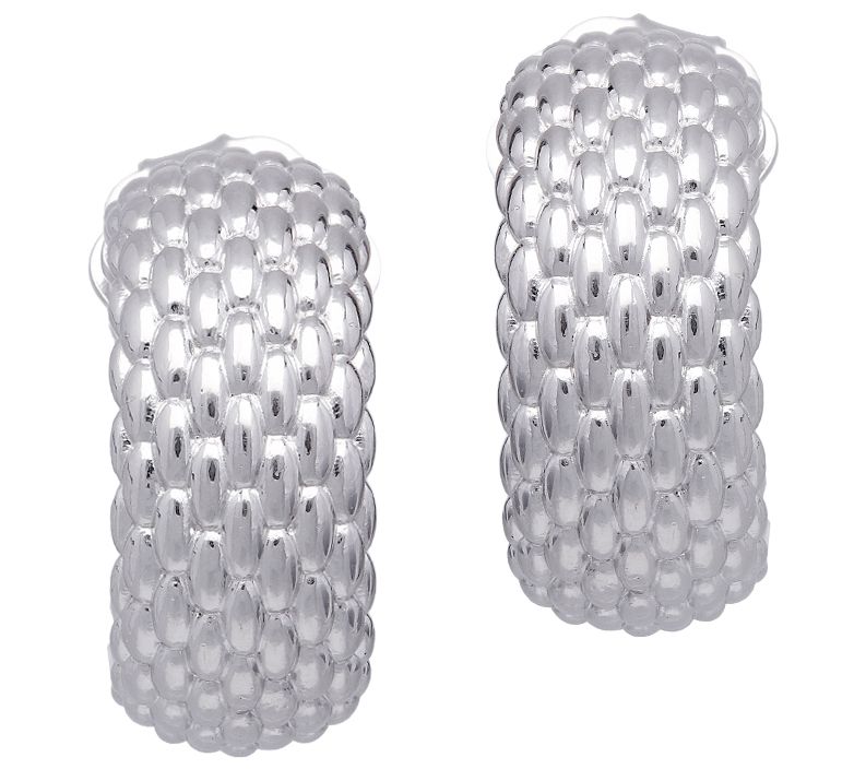 Sterling Woven Texture Hoop Earrings