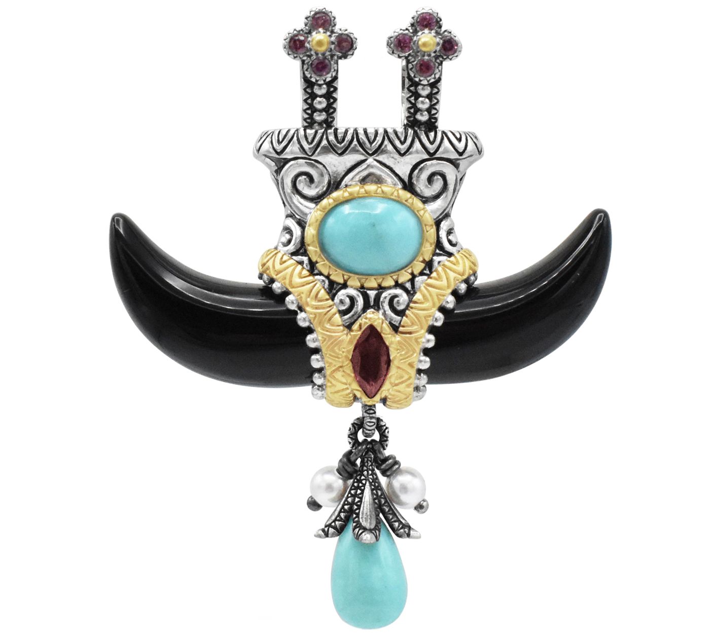 Barbara Bixby Sterling Silver & 18K Gold DoubleHorn Pendant