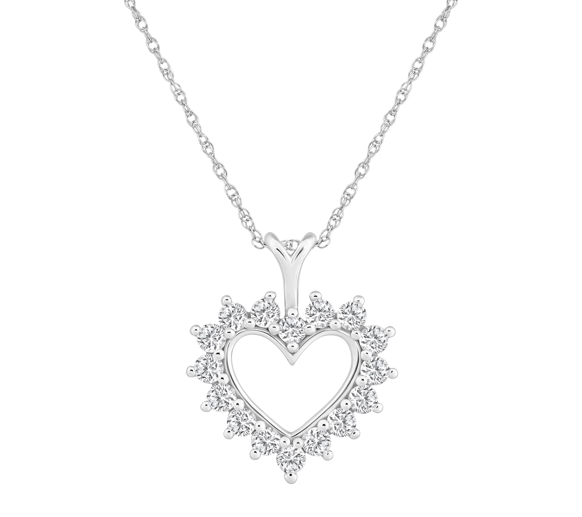 Affinity 1.00 cttw Diamond Open Heart Pendant w/ Chain, 14K