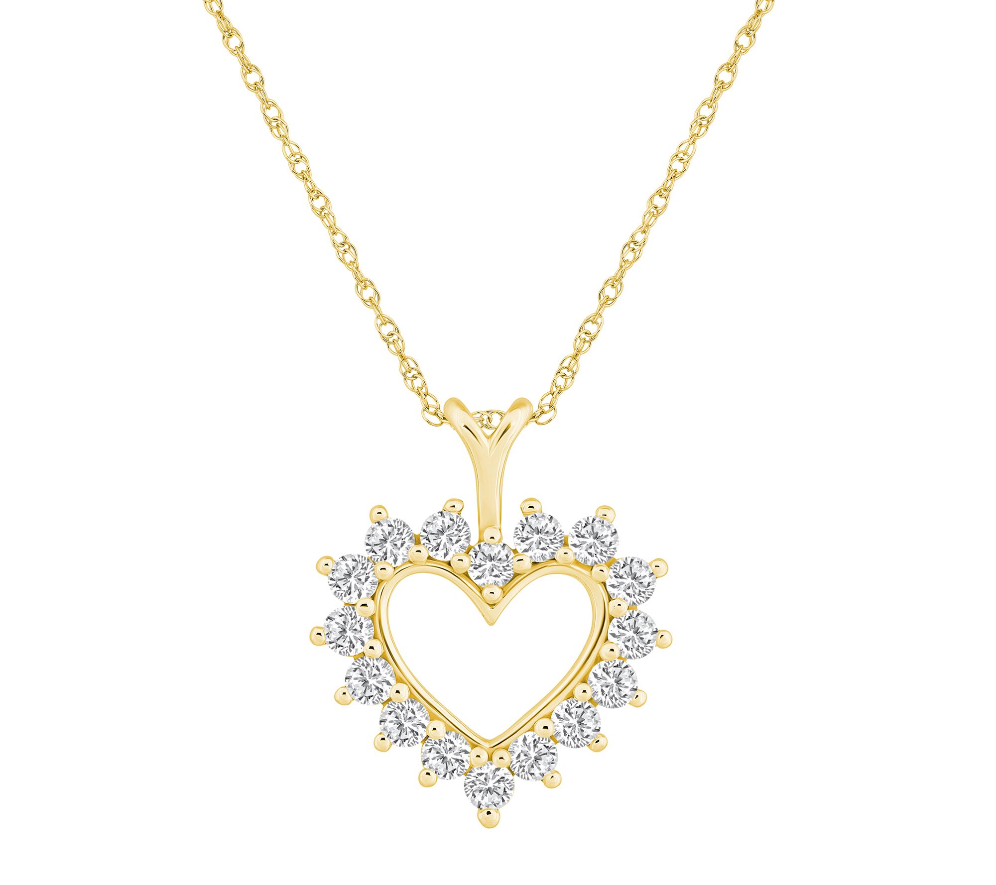 Affinity 1.00 cttw Diamond Open Heart Pendant w/ Chain, 14K