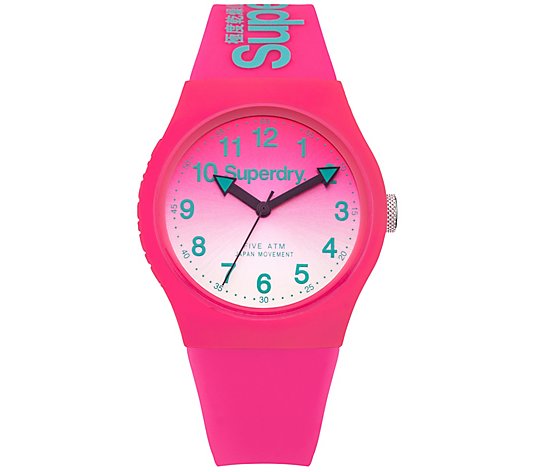 Superdry Unisex Pink Silicone Strap Watch
