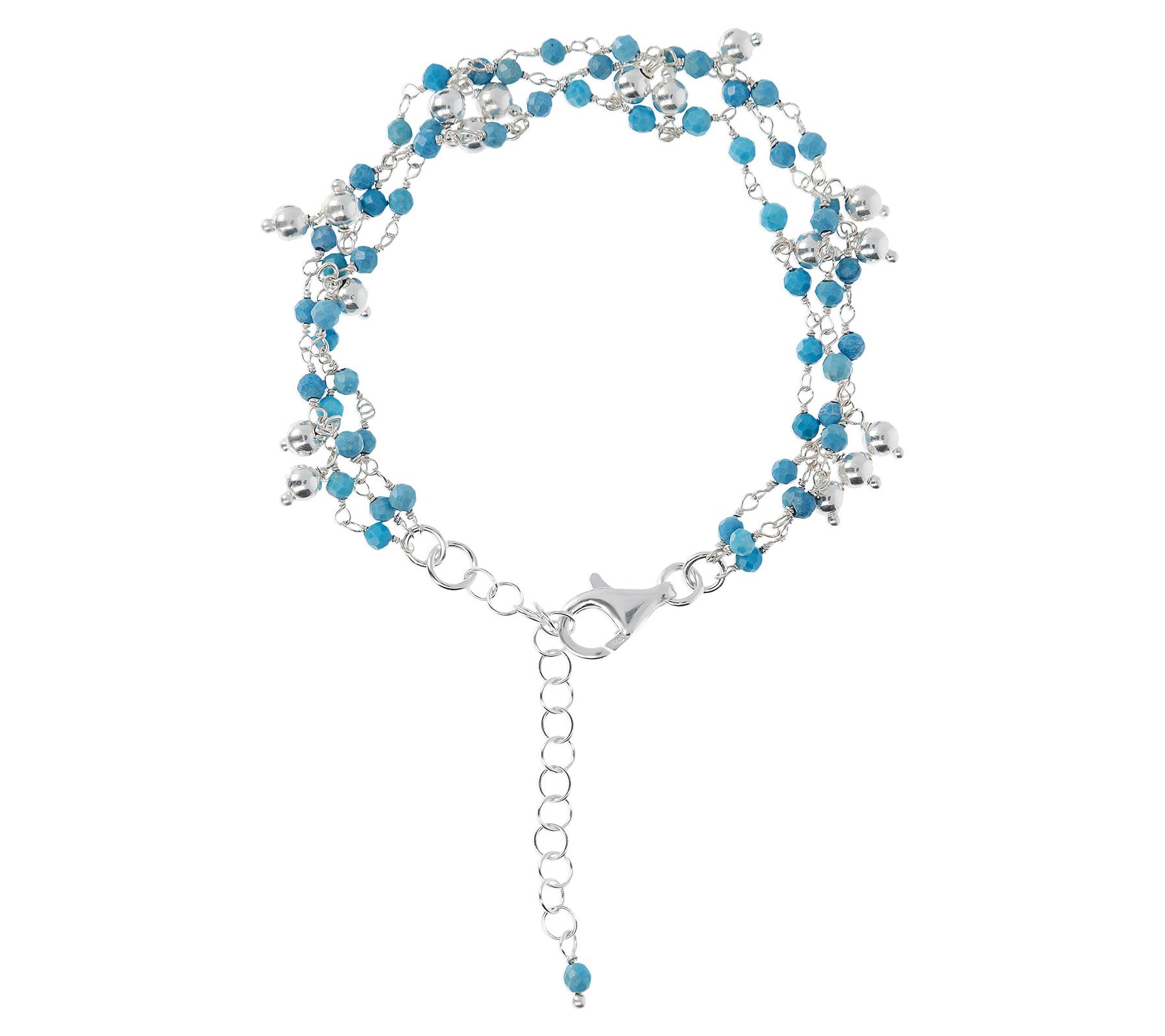 Italian Silver Adjustable Howlite Bead Bracelet