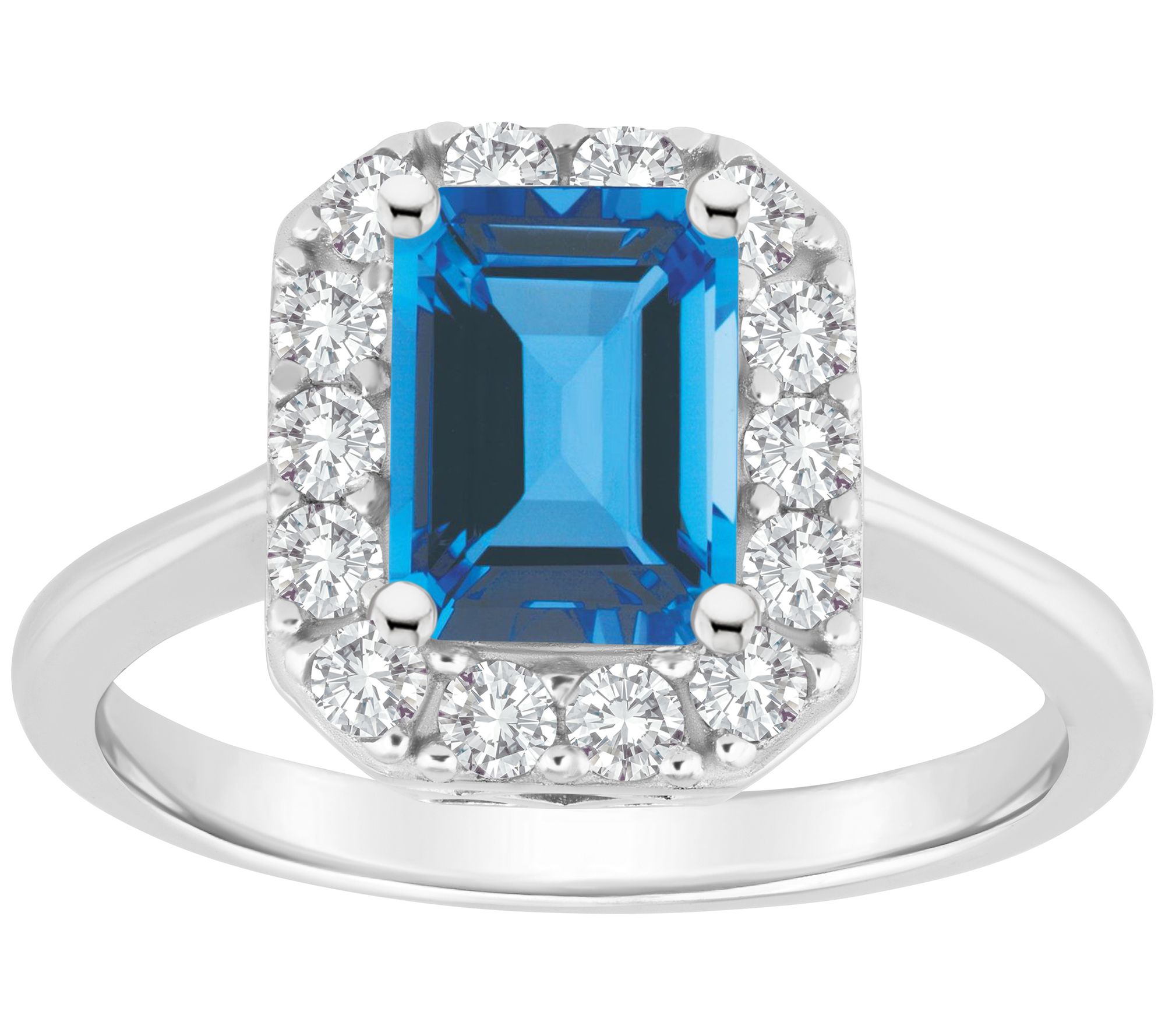 Affinity Gems Multi-Gemstone Halo Ring, Sterlin g Silver