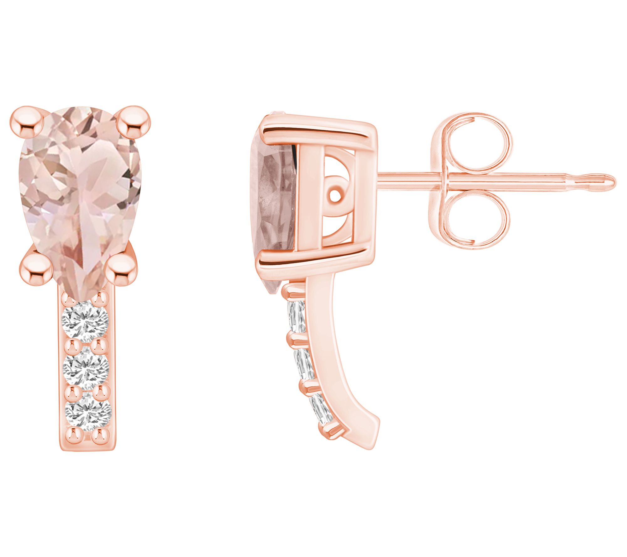Affinity Gems 14K 1.40 cttw Morganite 0.15 cttw Diamond Studs